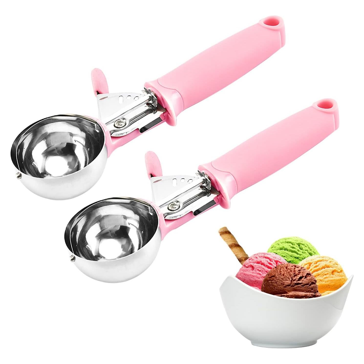 Paquete de 2 cucharas para helado Auswalar con mango rosa