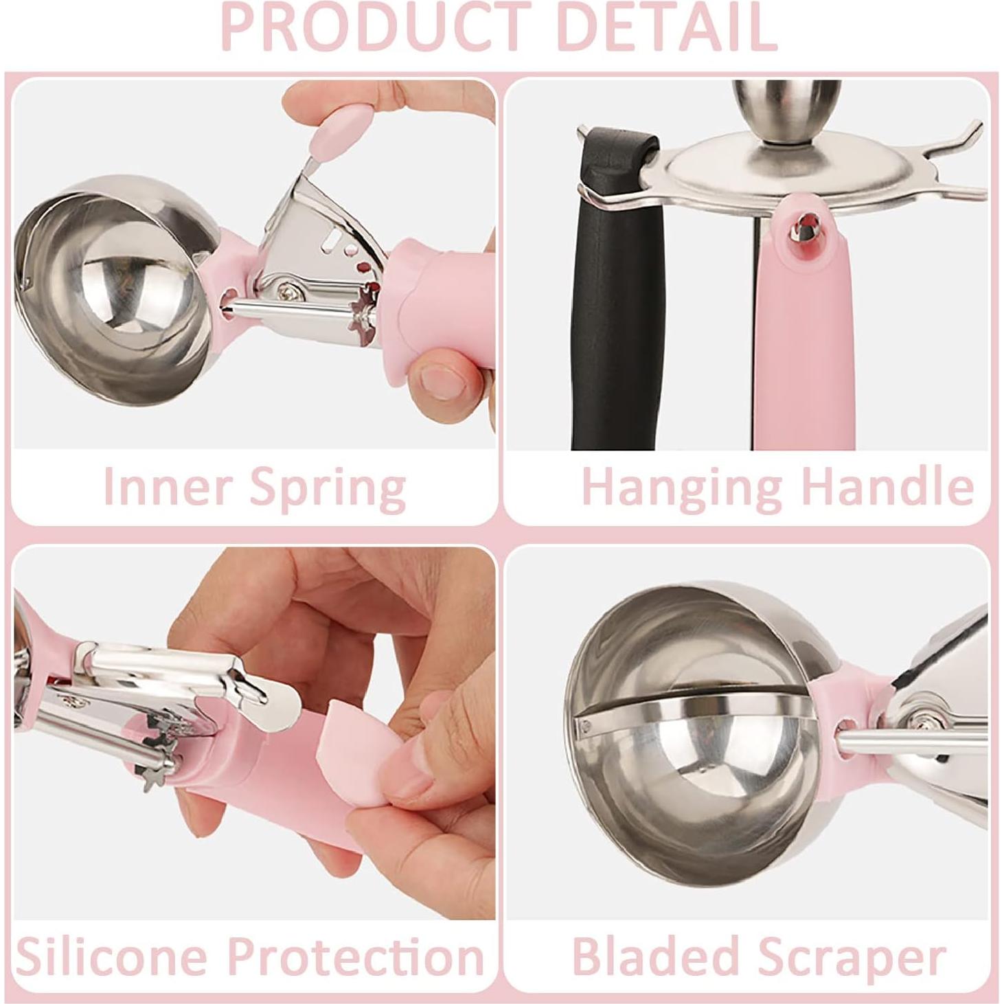 Paquete de 2 cucharas para helado Auswalar con mango rosa