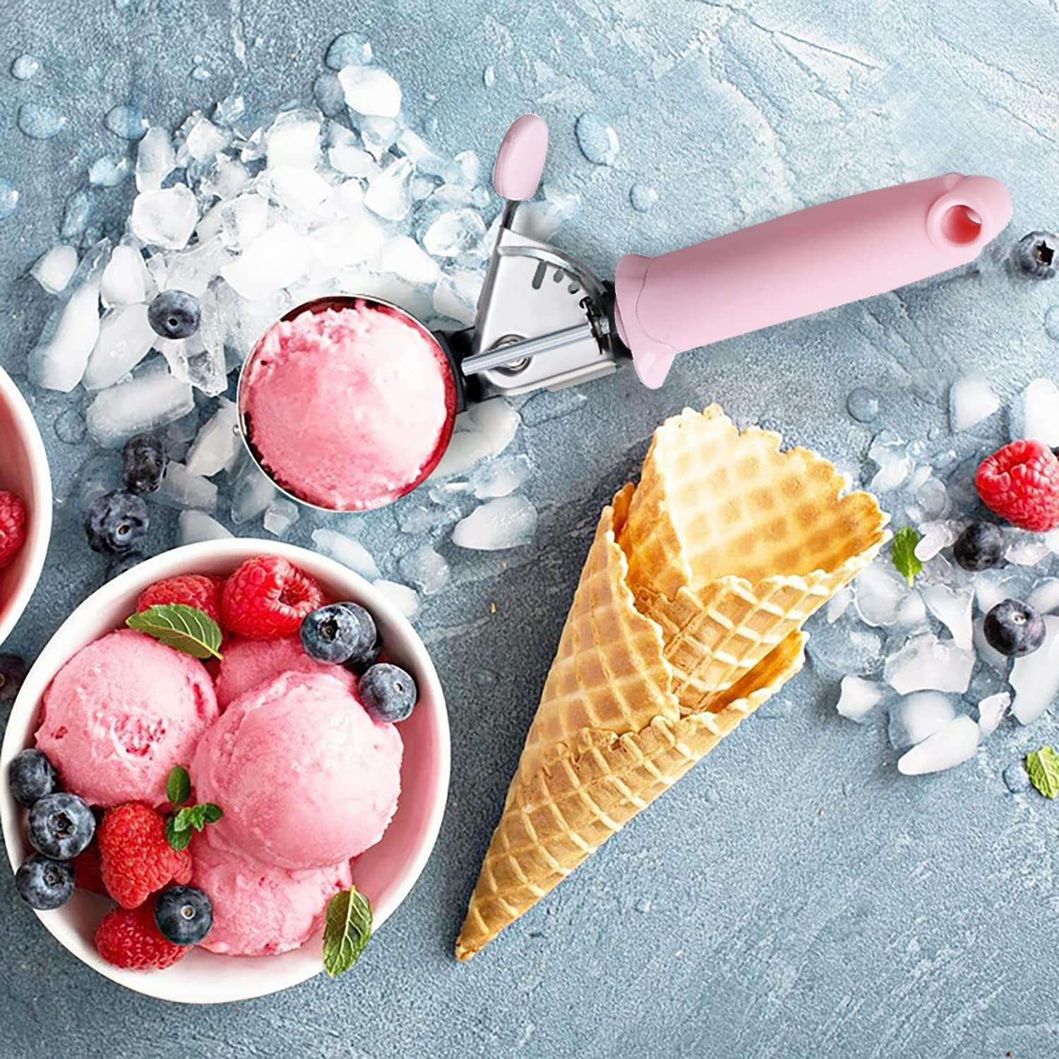 Paquete de 2 cucharas para helado Auswalar con mango rosa