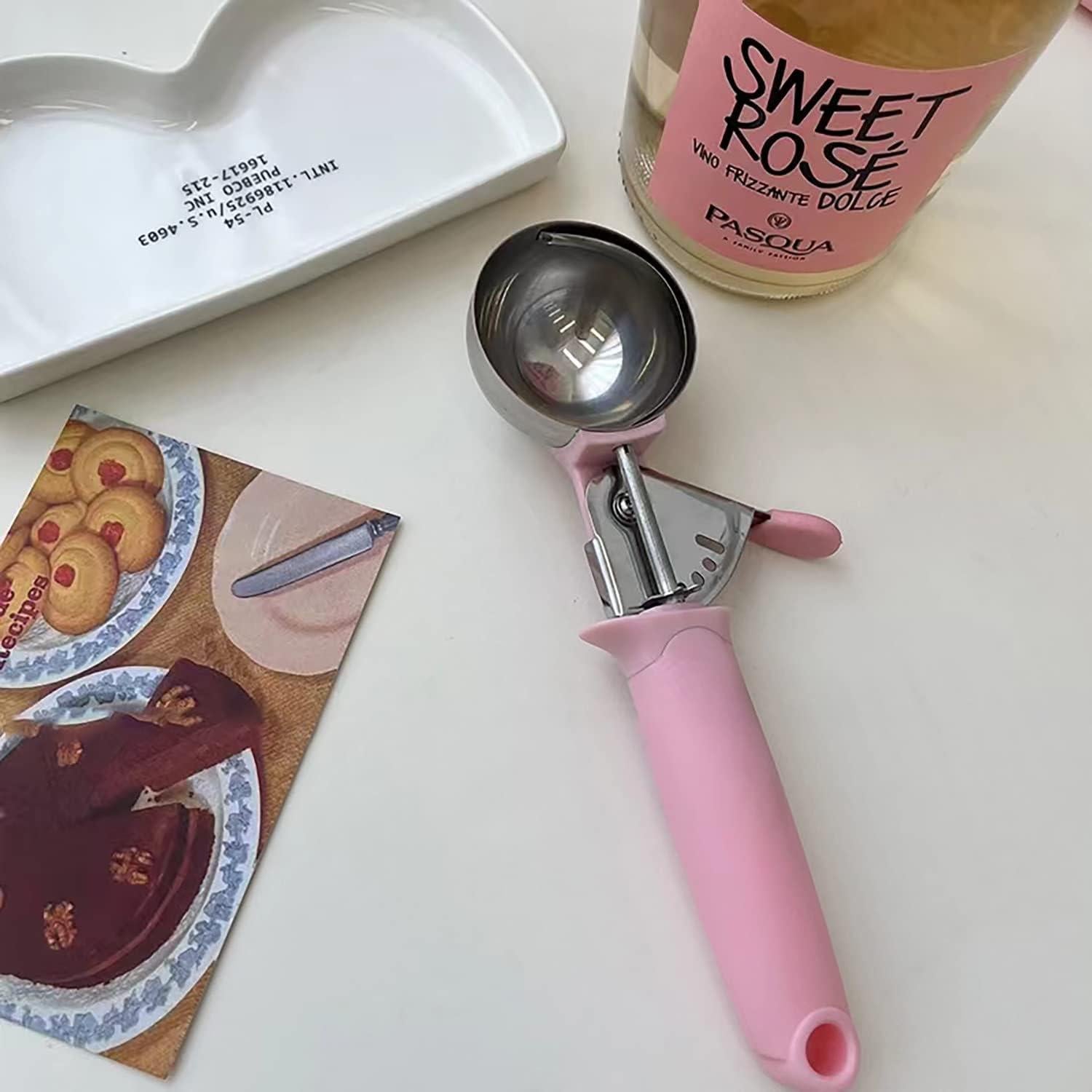 Paquete de 2 cucharas para helado Auswalar con mango rosa