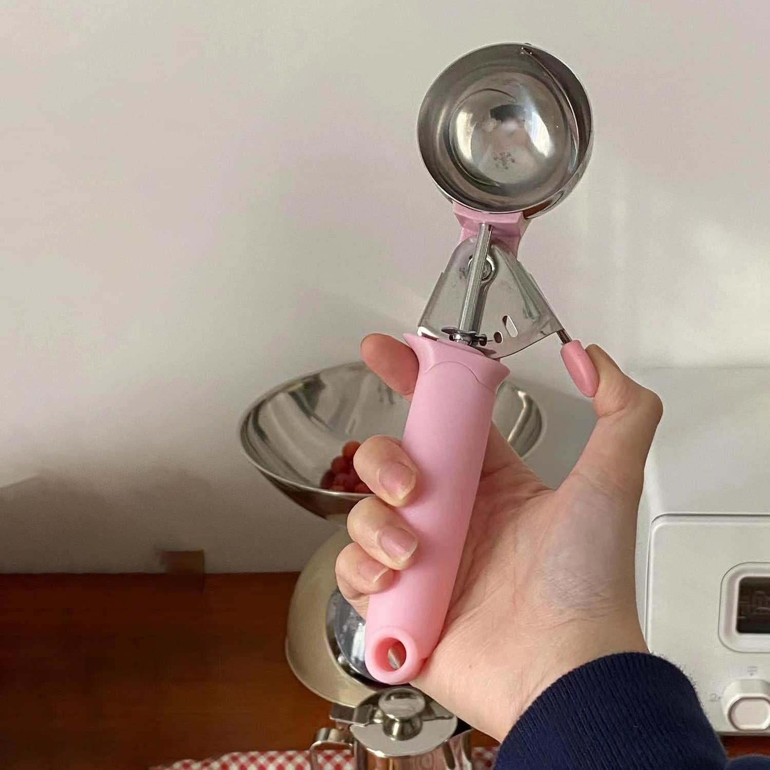 Paquete de 2 cucharas para helado Auswalar con mango rosa