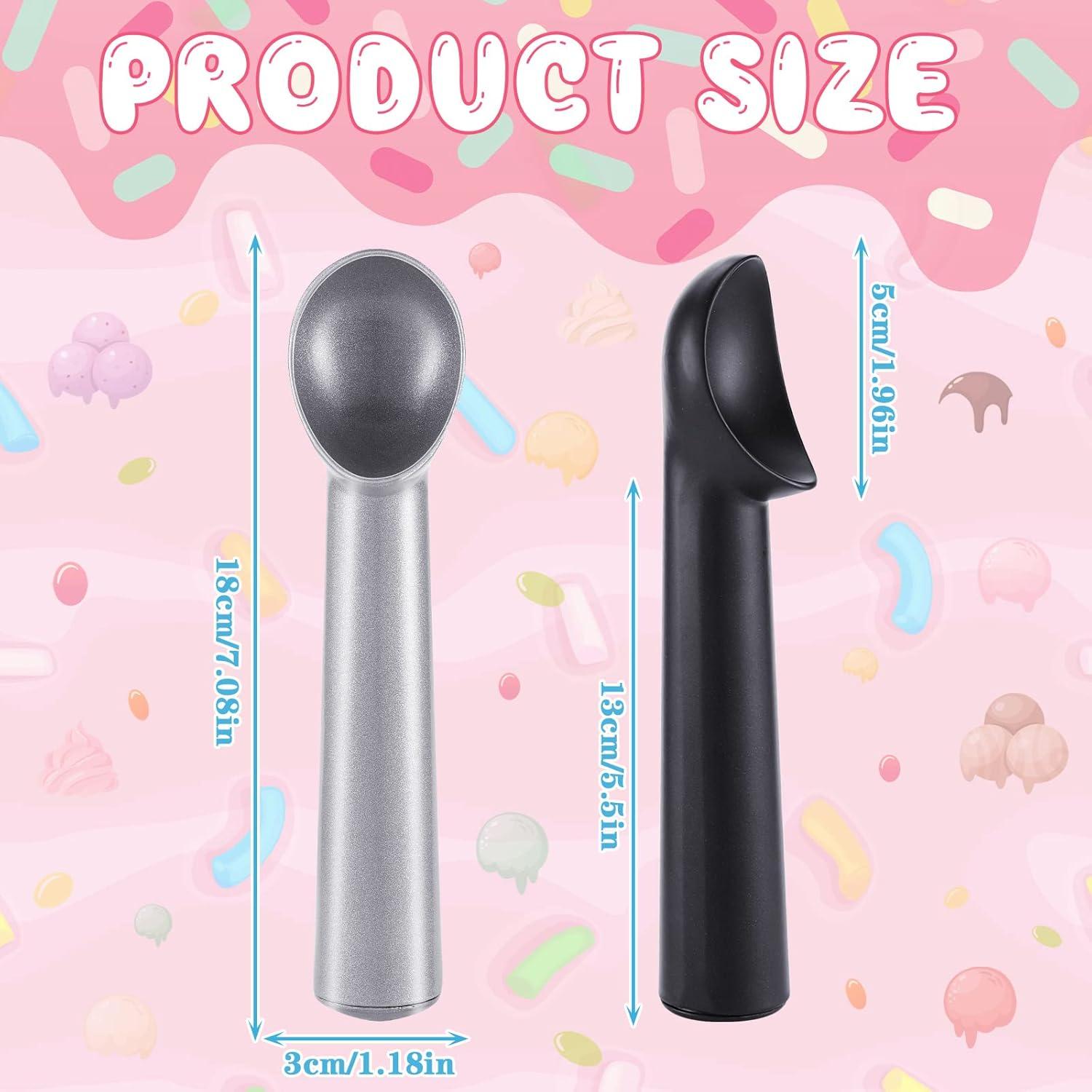 Cucharas de Helado Gejoy 8 Pcs Antiadherente 18 cm Negro y Plata