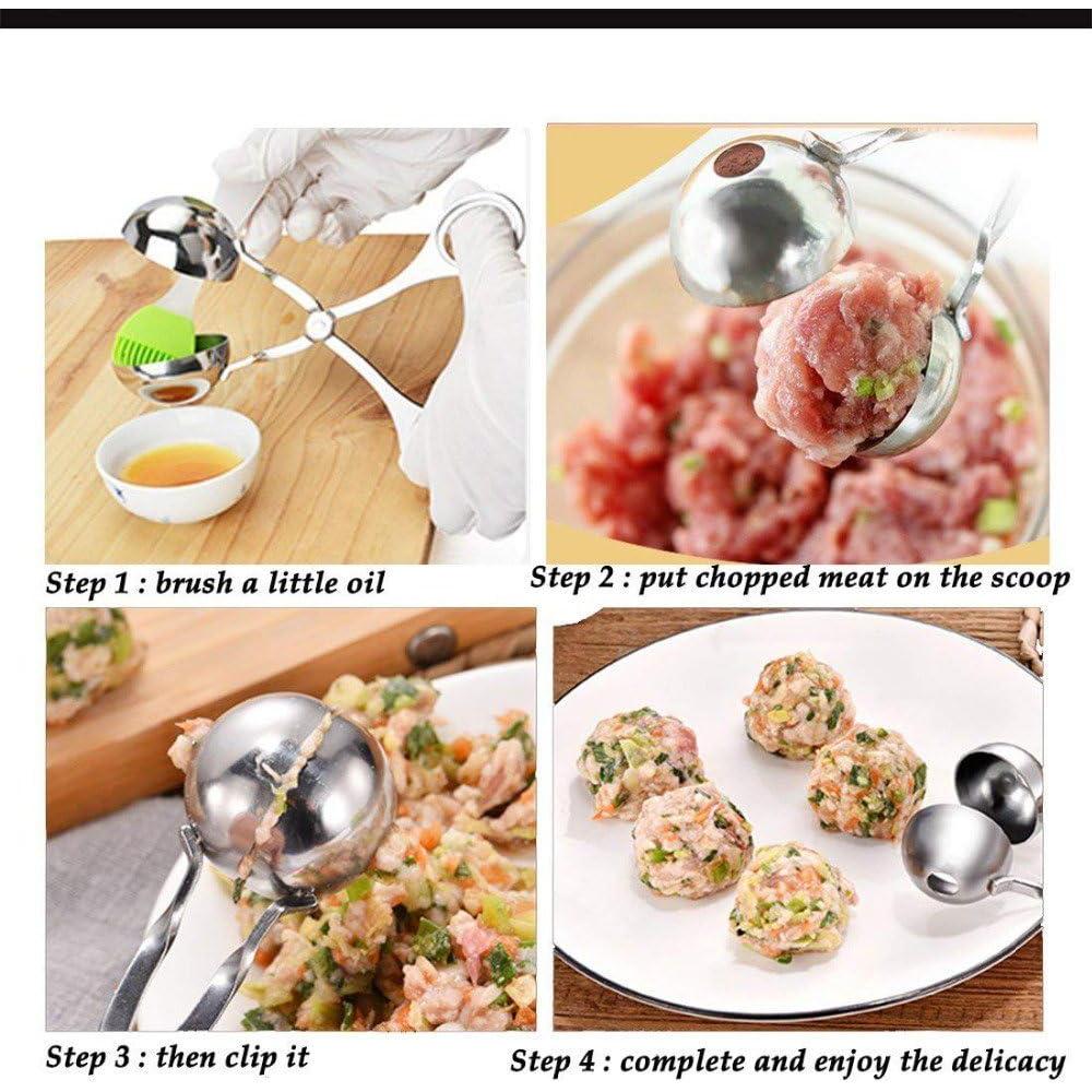 Cucharas para Albóndigas Antiadherentes WedFeir 3.5 y 4.5 cm