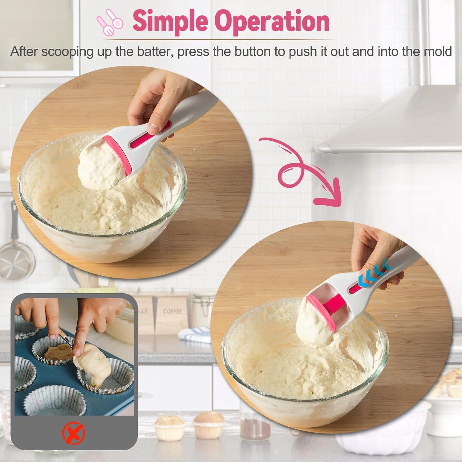 Set 2 Cucharones para Masa Sykexonm Rosa y Blanco