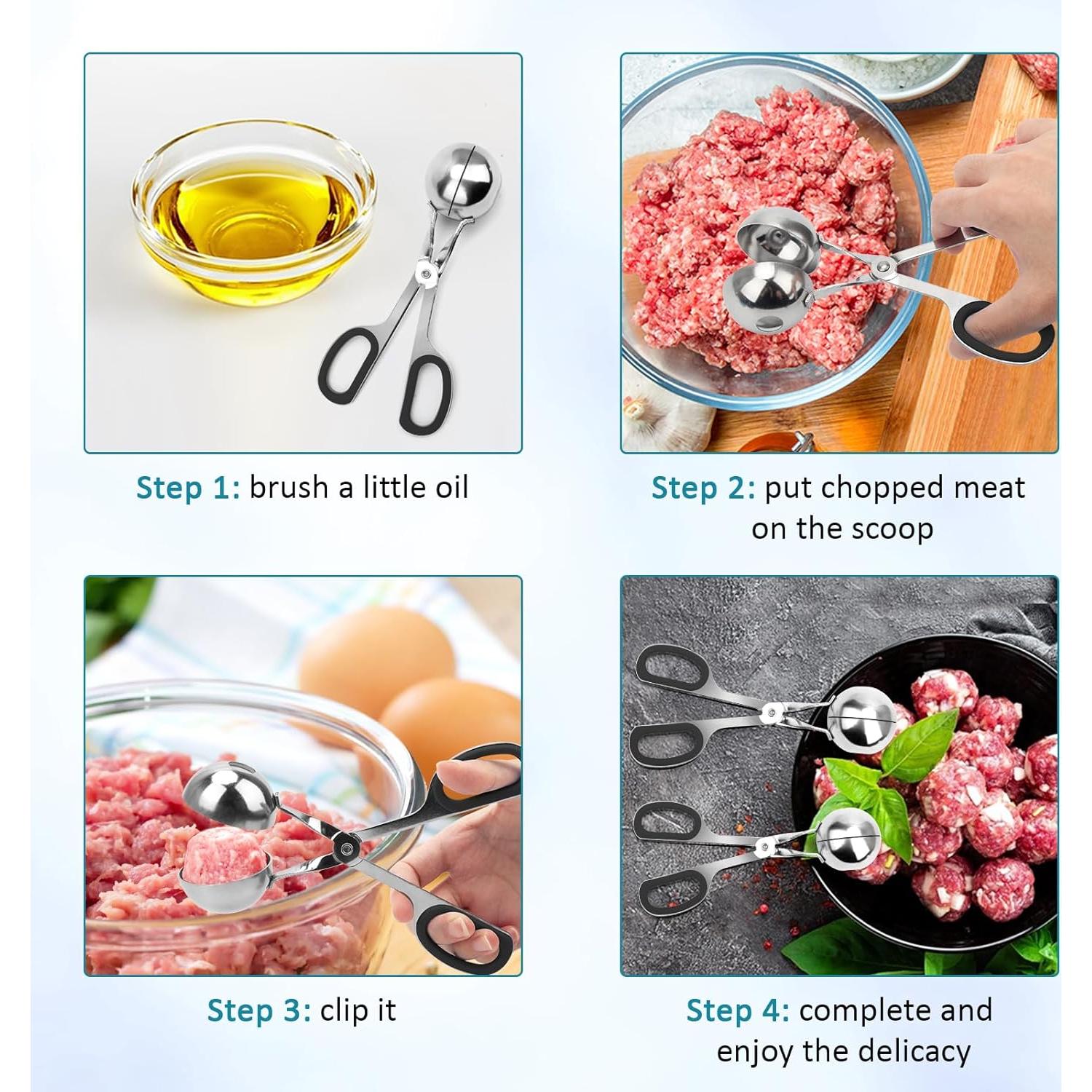 Hacedor de Albóndigas AHIER 2 Piezas Acero Inoxidable Antideslizante