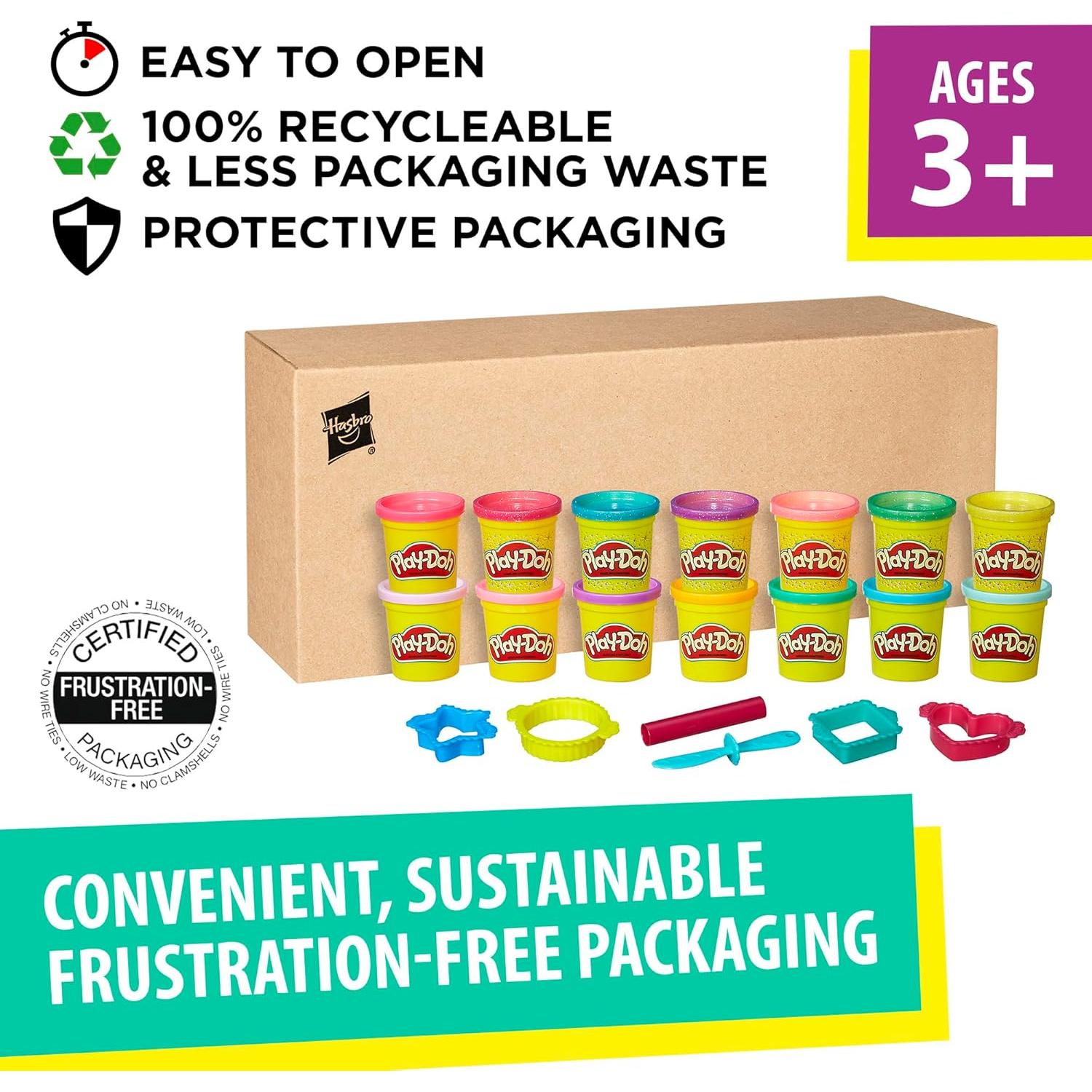 Play-Doh Sparkle and Bright 14 Pack, Non-Toxic Modeling Compound, 3-Oz Cans, Back to School Classroom Supplies, Preschool Toys, Ages 3+ (Amazon Exclusive)