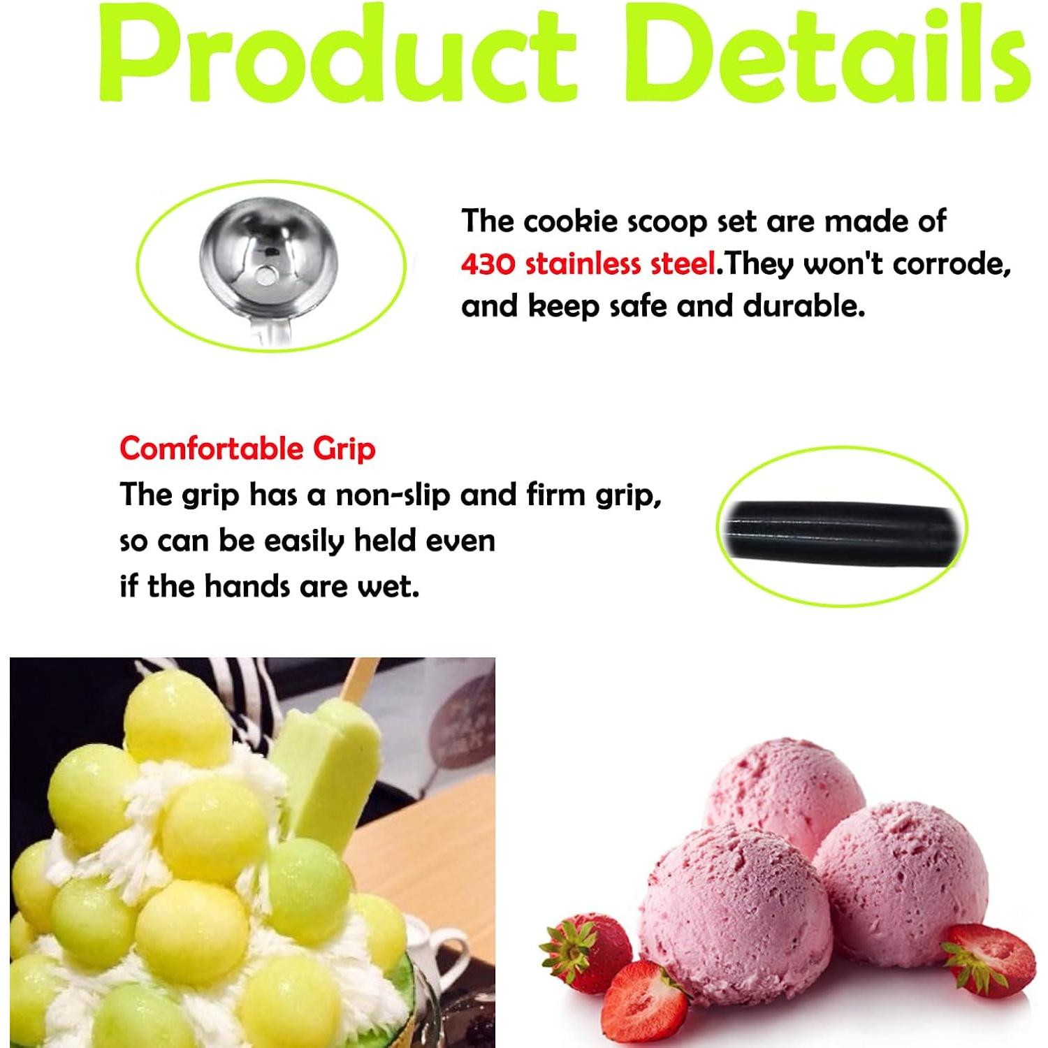 Juego de 4 cucharas de helado de acero inoxidable 430