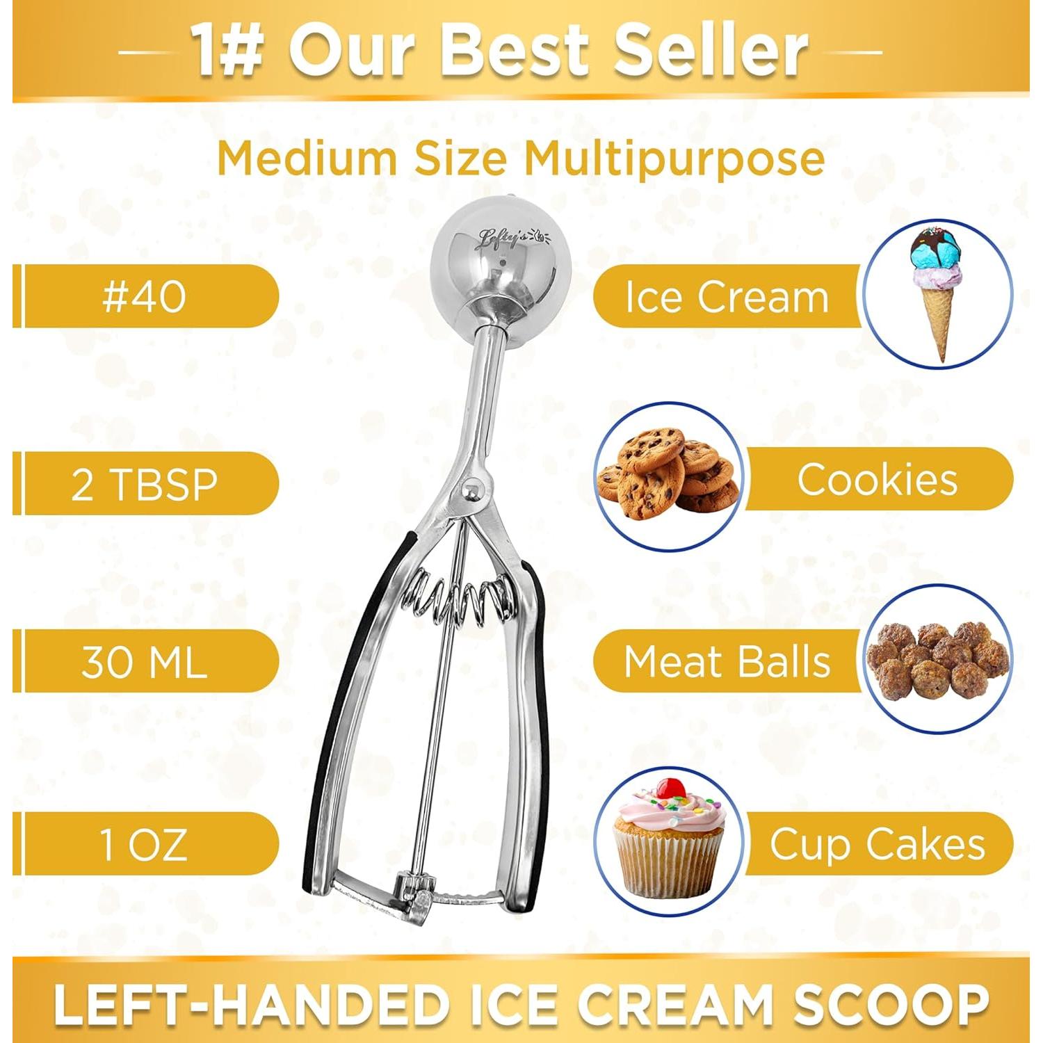 Cucharón para Helado Zurdo Lefty #40 Mediano 30ml Acero Inox