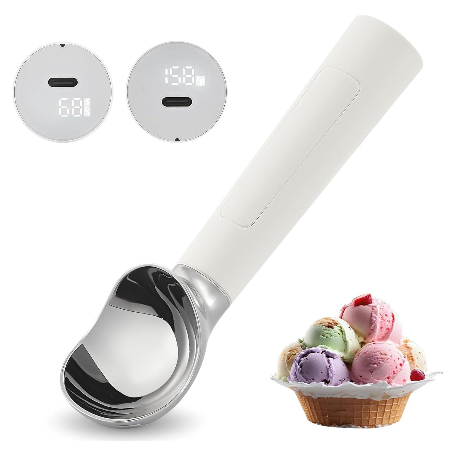 Cuchara de Helado Calentada Recargable IP67 - 70°C - Blanca