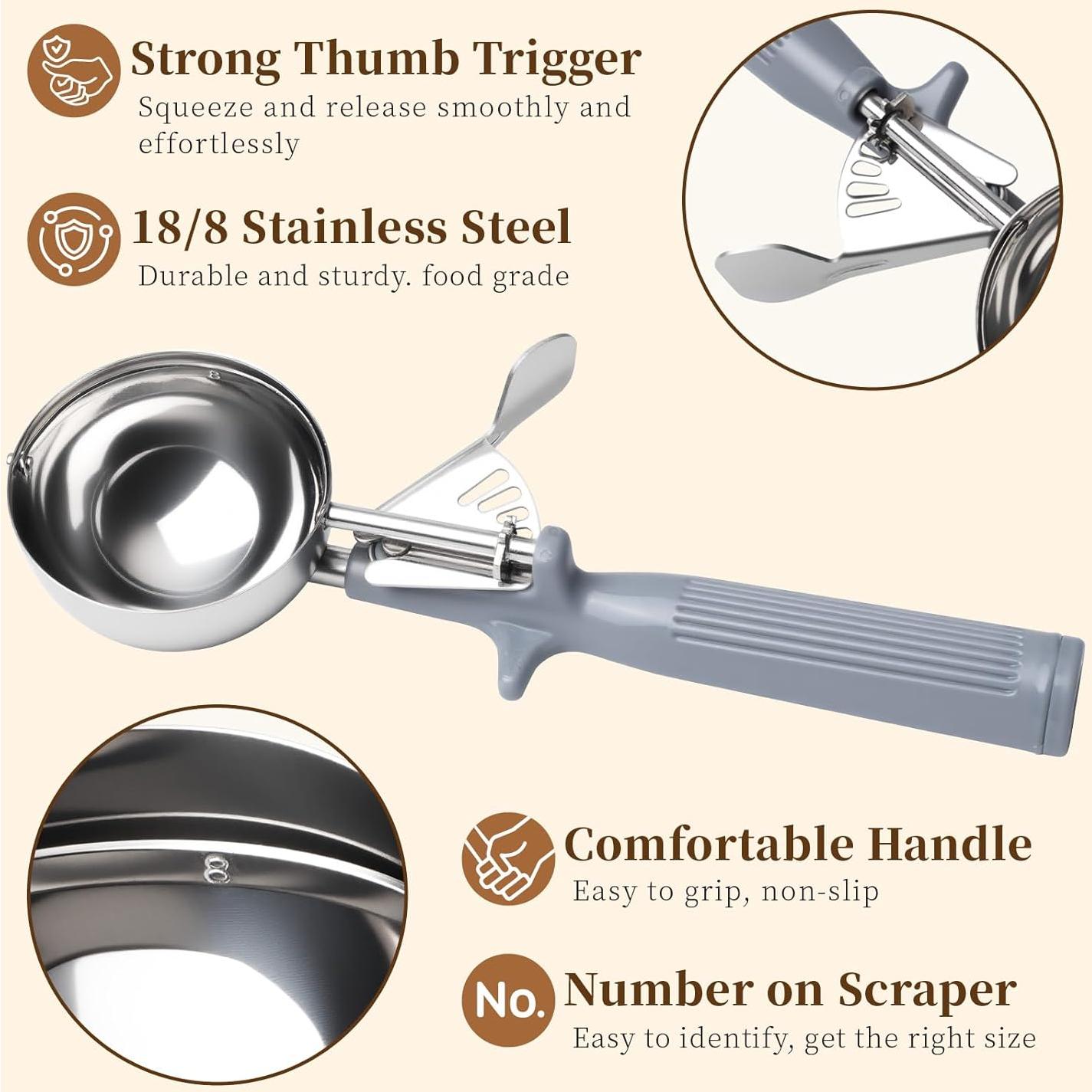 Cucharón de Helado Taumin #8 4 oz Acero Inoxidable Ergonomico