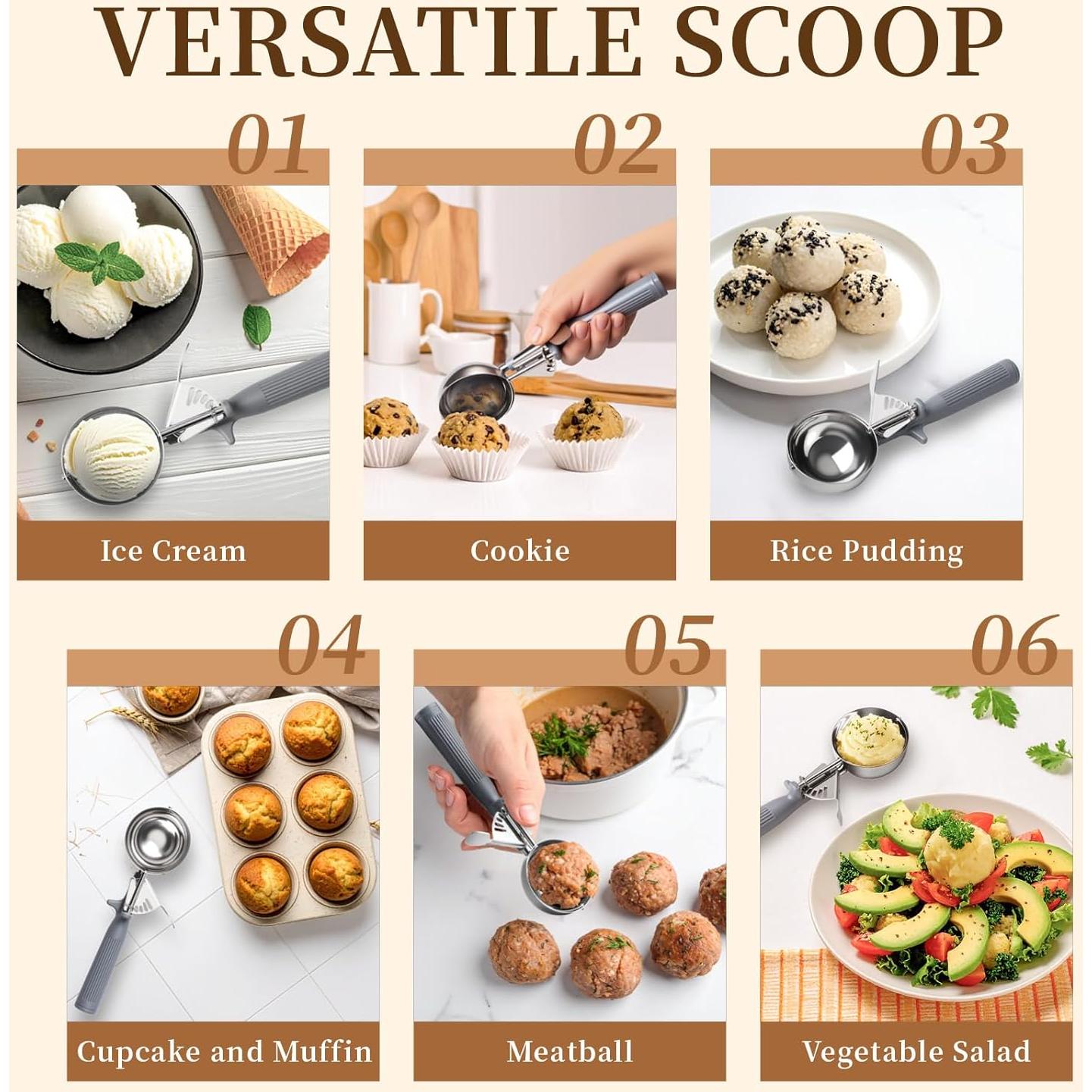 Cucharón de Helado Taumin #8 4 oz Acero Inoxidable Ergonomico