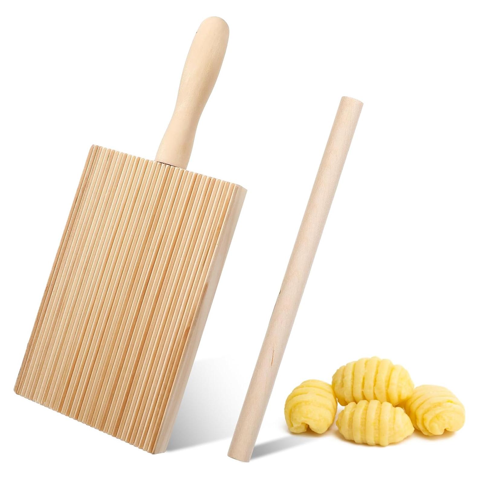 Tablero de Gnocchi de Madera Trinkrittey con Rodillo 25.5x18cm