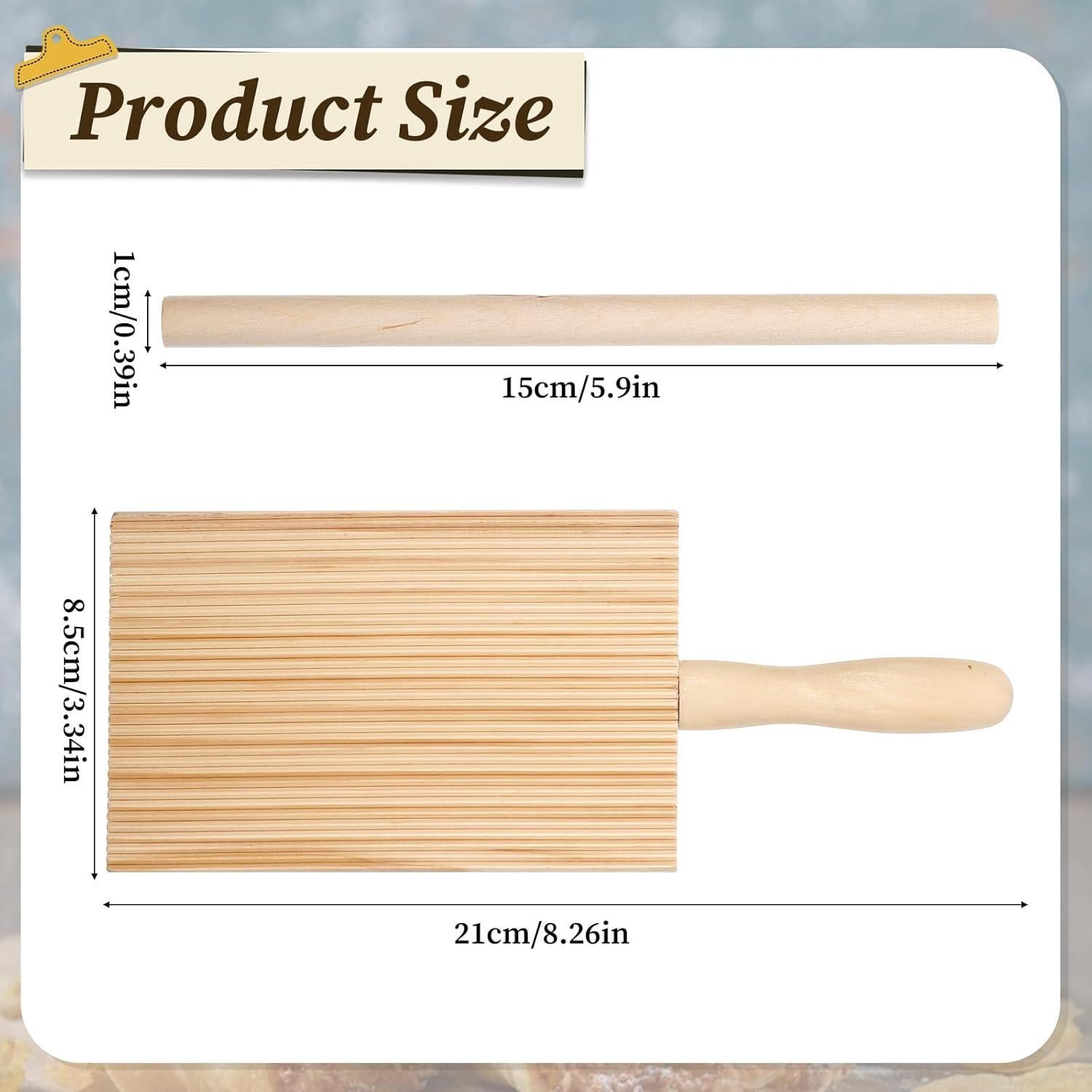 Tablero de Gnocchi de Madera Trinkrittey con Rodillo 25.5x18cm