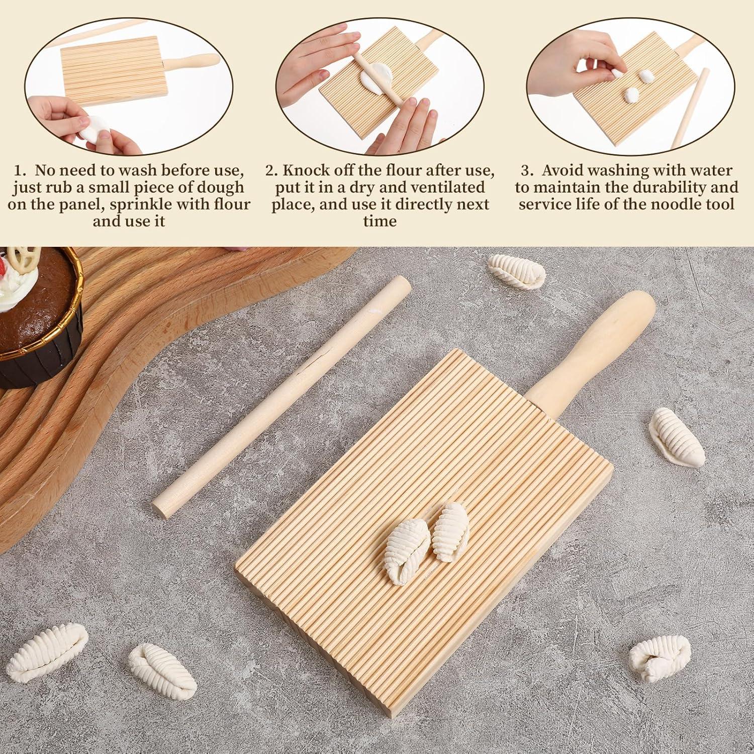 Tablero de Gnocchi de Madera Trinkrittey con Rodillo 25.5x18cm