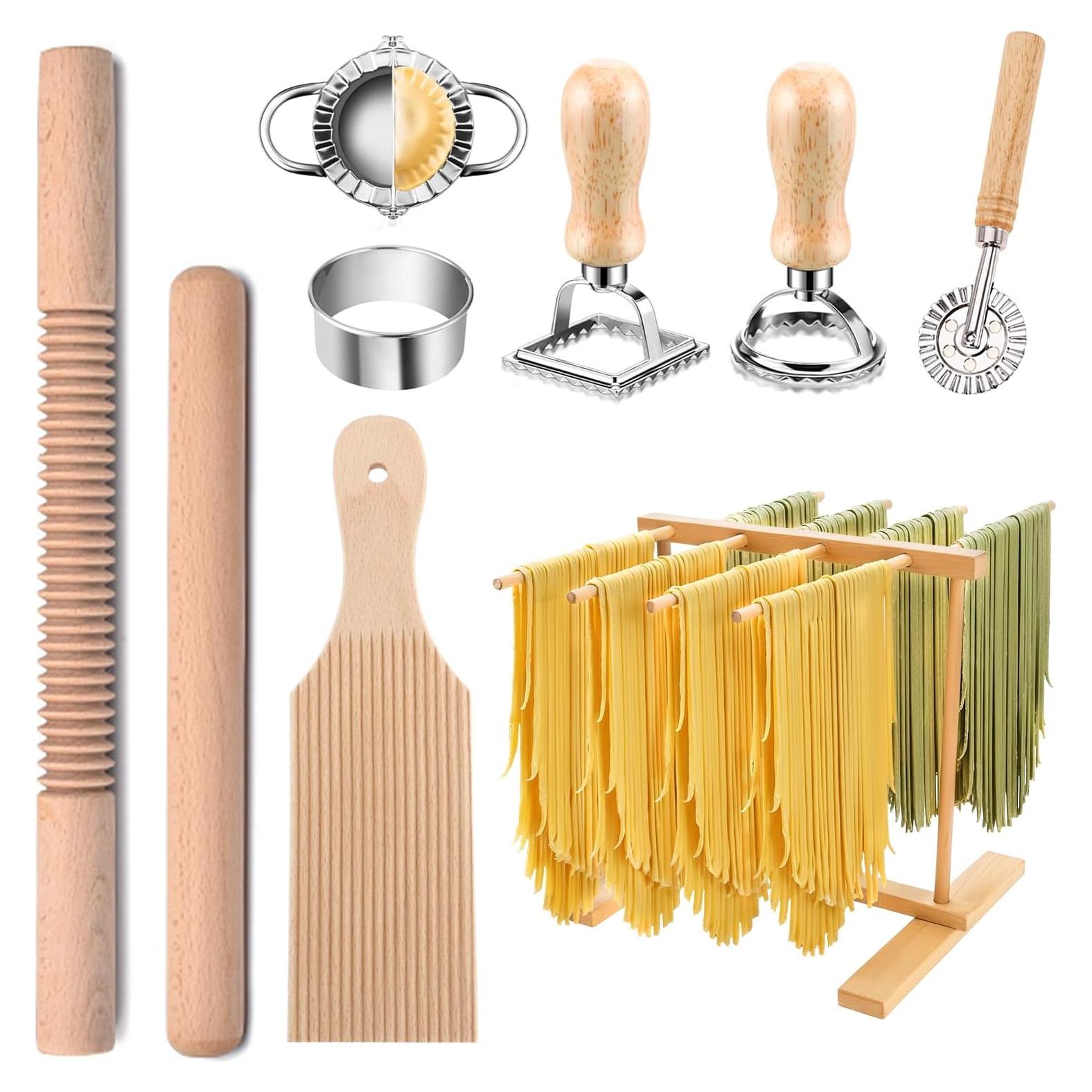 Kit de Herramientas para Hacer Pasta Krbnk - 9 Piezas de Madera