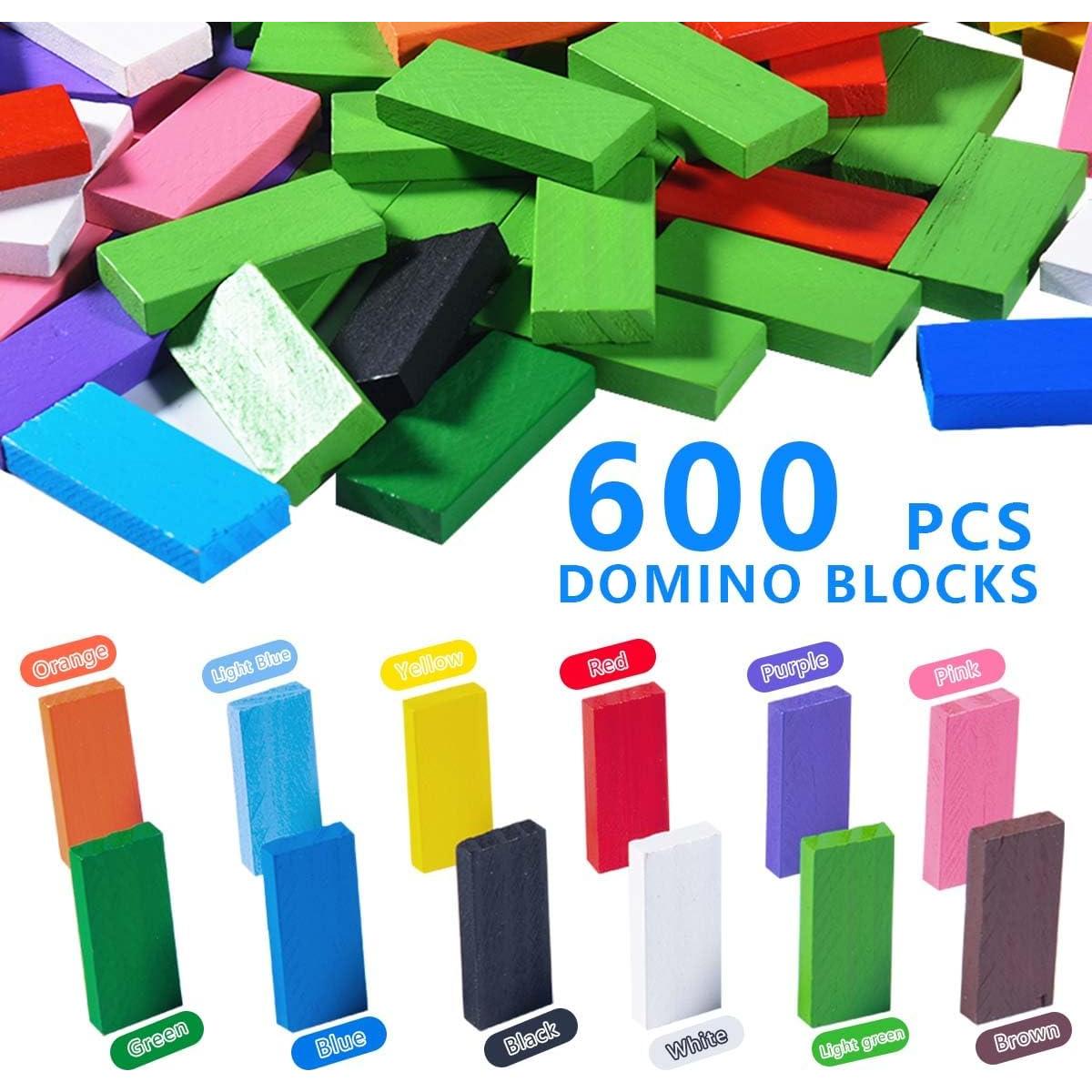 Conjunto de 600 Bloques de Dominó OBTANIM de Madera Coloridos