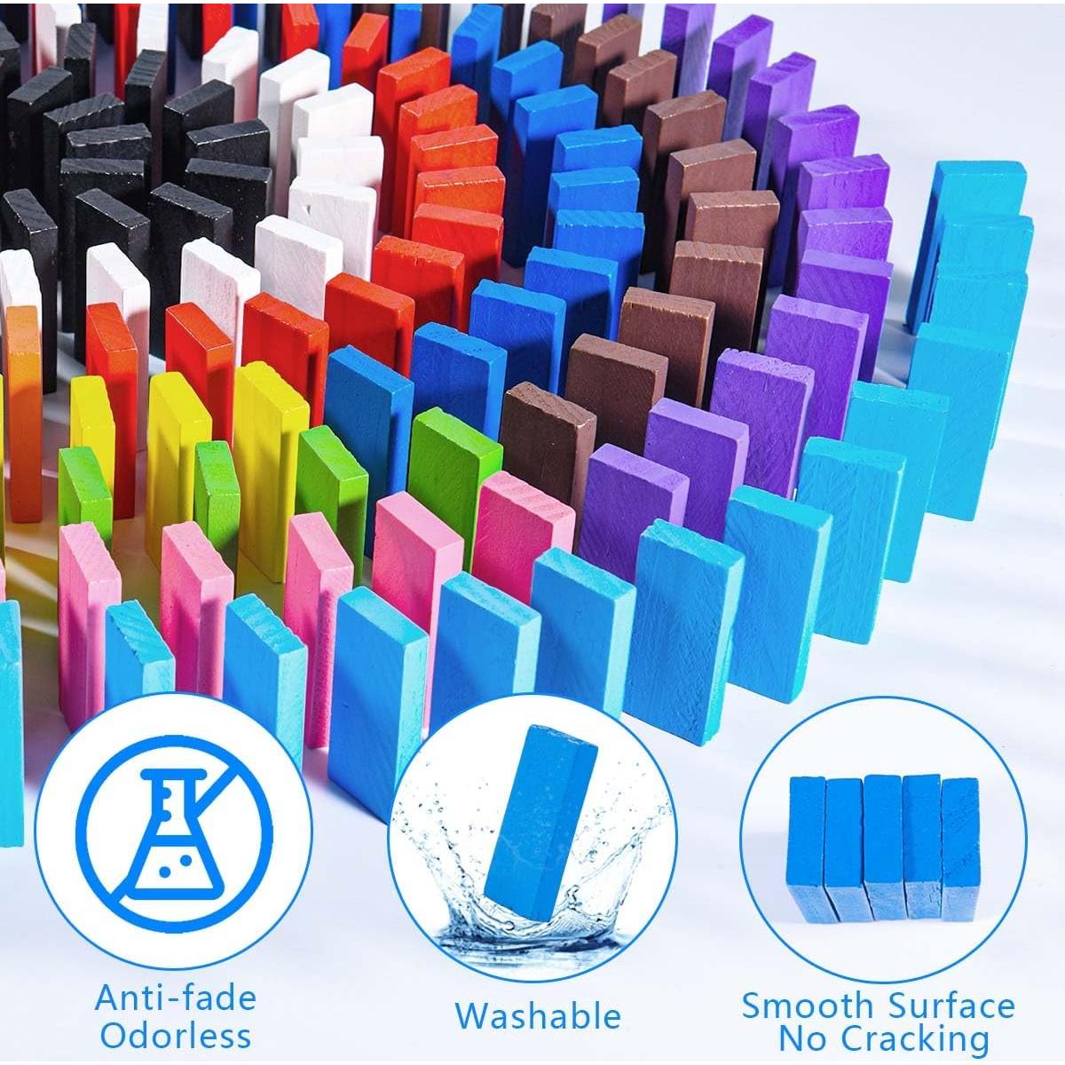 Conjunto de 600 Bloques de Dominó OBTANIM de Madera Coloridos