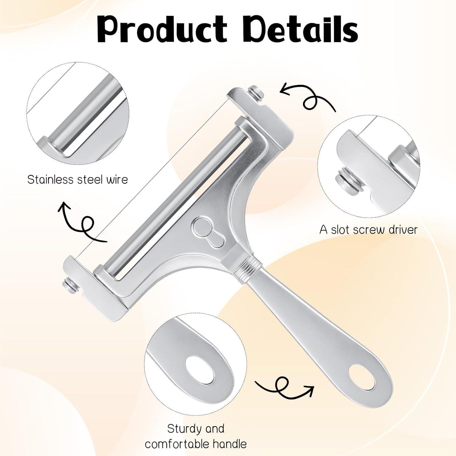 Cortador de Queso Ajustable BOHUIZ con 4 Cables de Acero Inoxidable