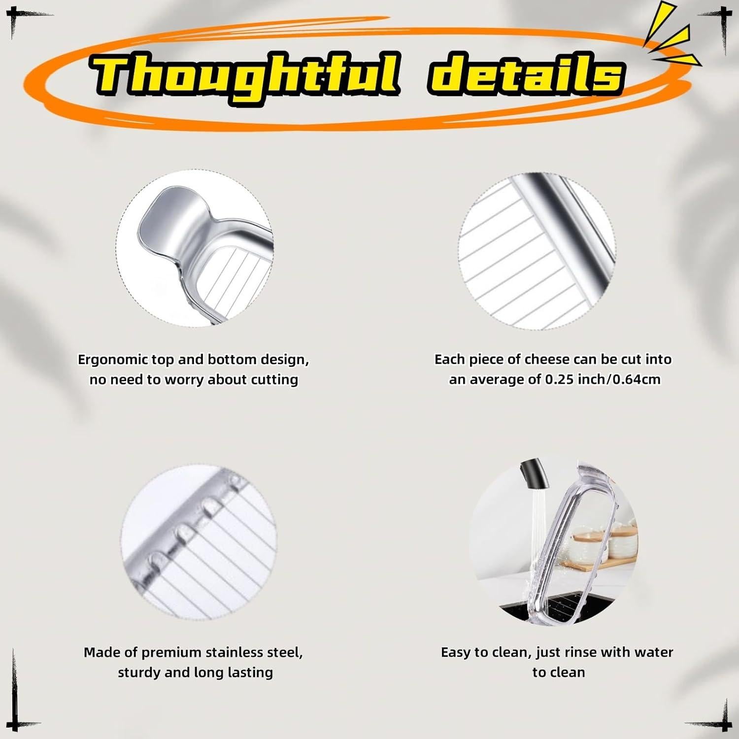 Cortador de Mantequilla y Queso Genérico Acero Inoxidable 19.5x6.8cm