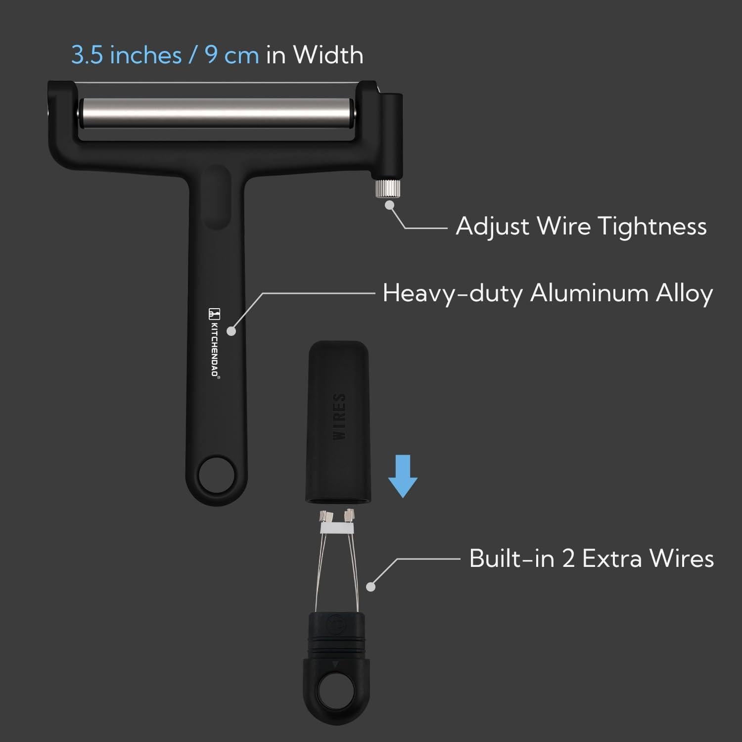 Cortador de Queso KITCHENDAO KD20297 Ajustable con Alambres Extra