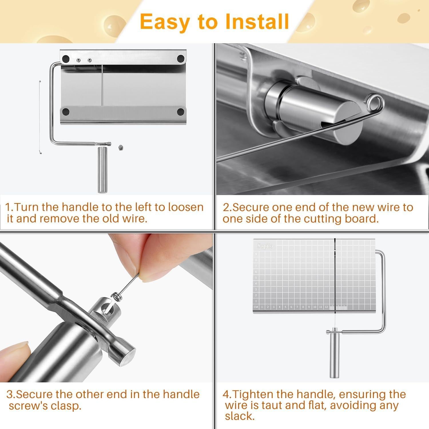 Cortador de Queso Sopito de Acero Inoxidable con Tabla y 16 Cables