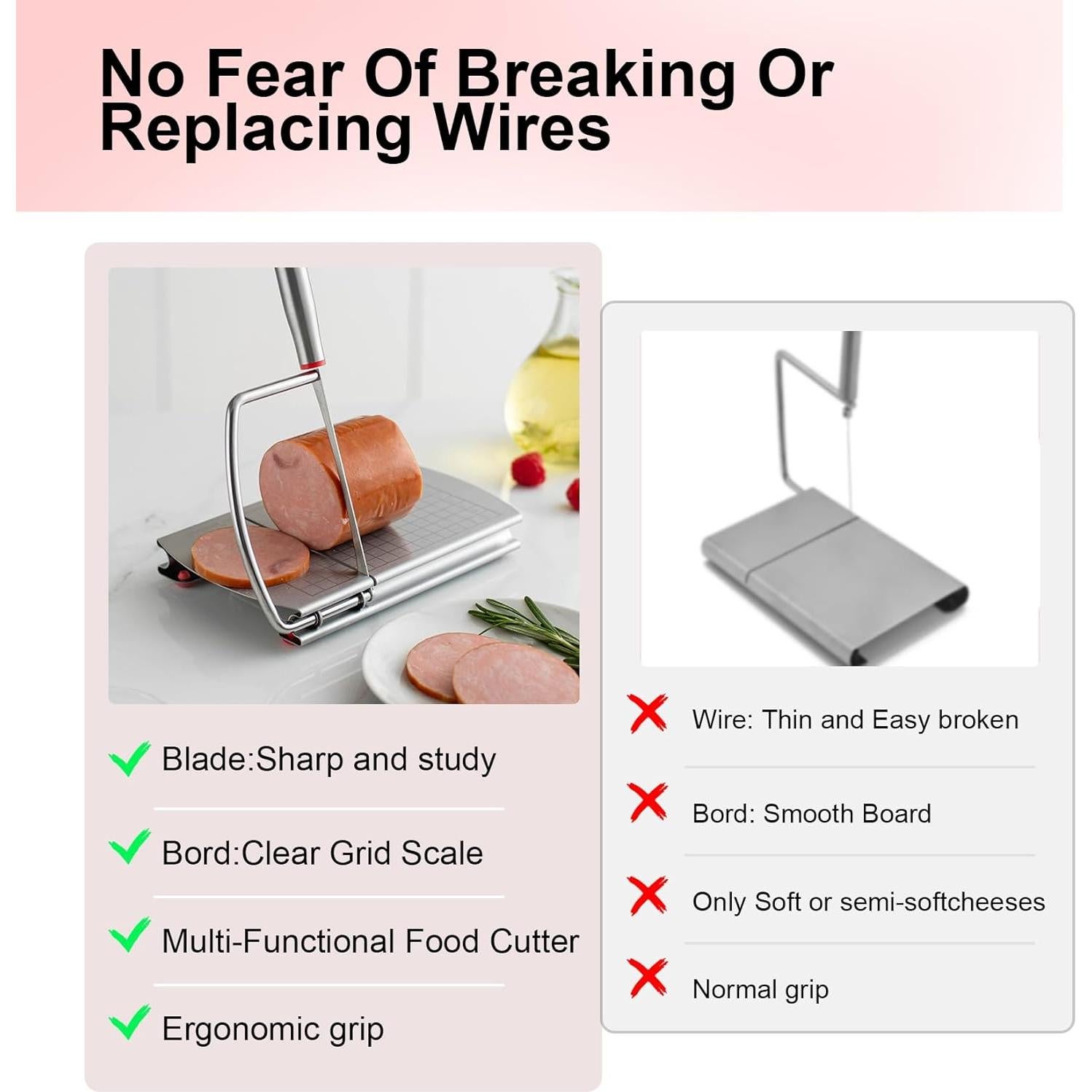 Cortador de Queso Multifuncional LEXICHER con Tabla de Acero Inoxidable