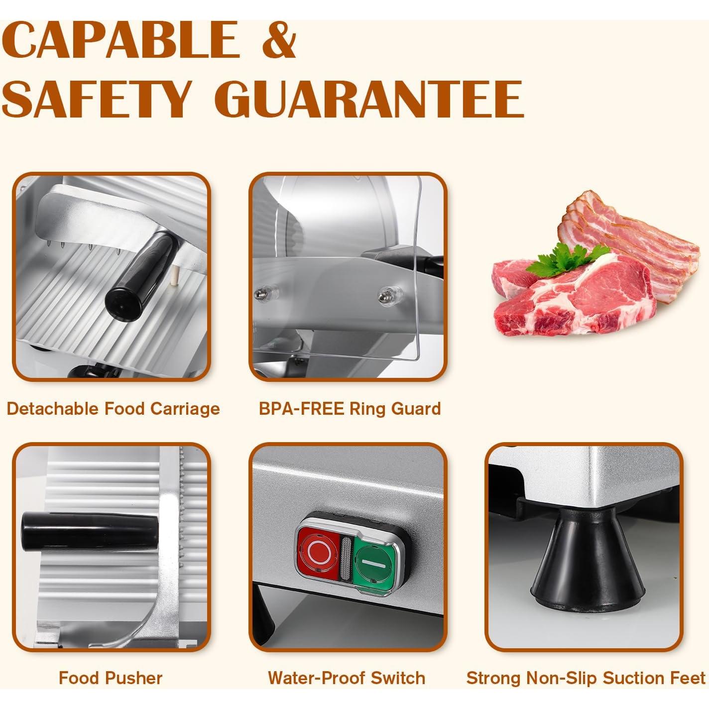 Cortadora de Carne Eléctrica CGOLDENWALL 10" 240W Ajustable