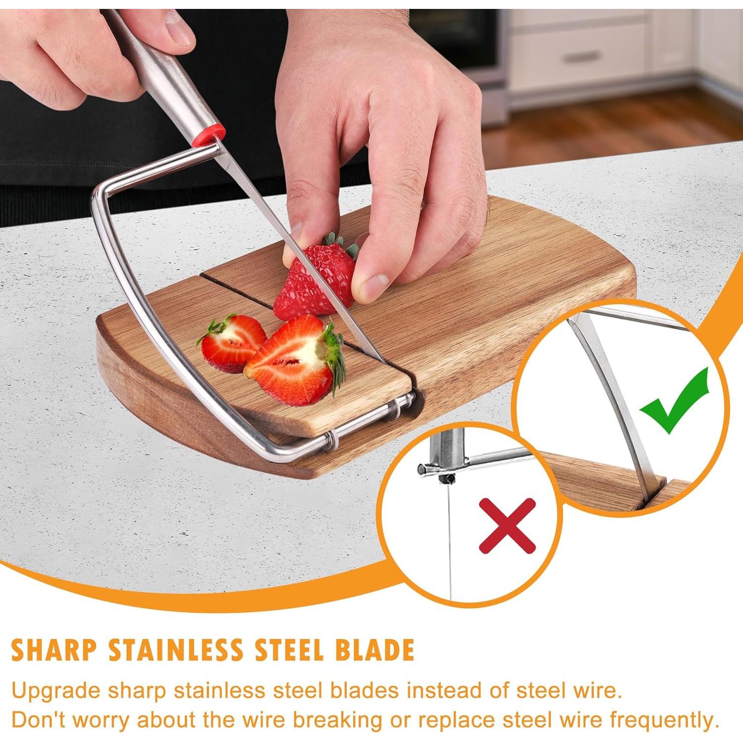 Cortador de Queso WarmHut de Madera y Acero Inoxidable 22.9x20.3cm