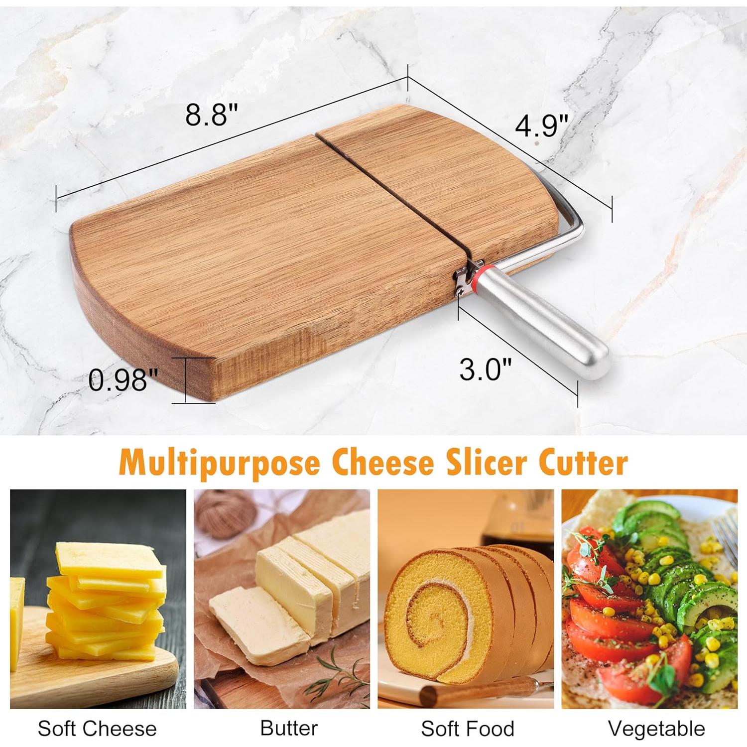 Cortador de Queso WarmHut de Madera y Acero Inoxidable 22.9x20.3cm