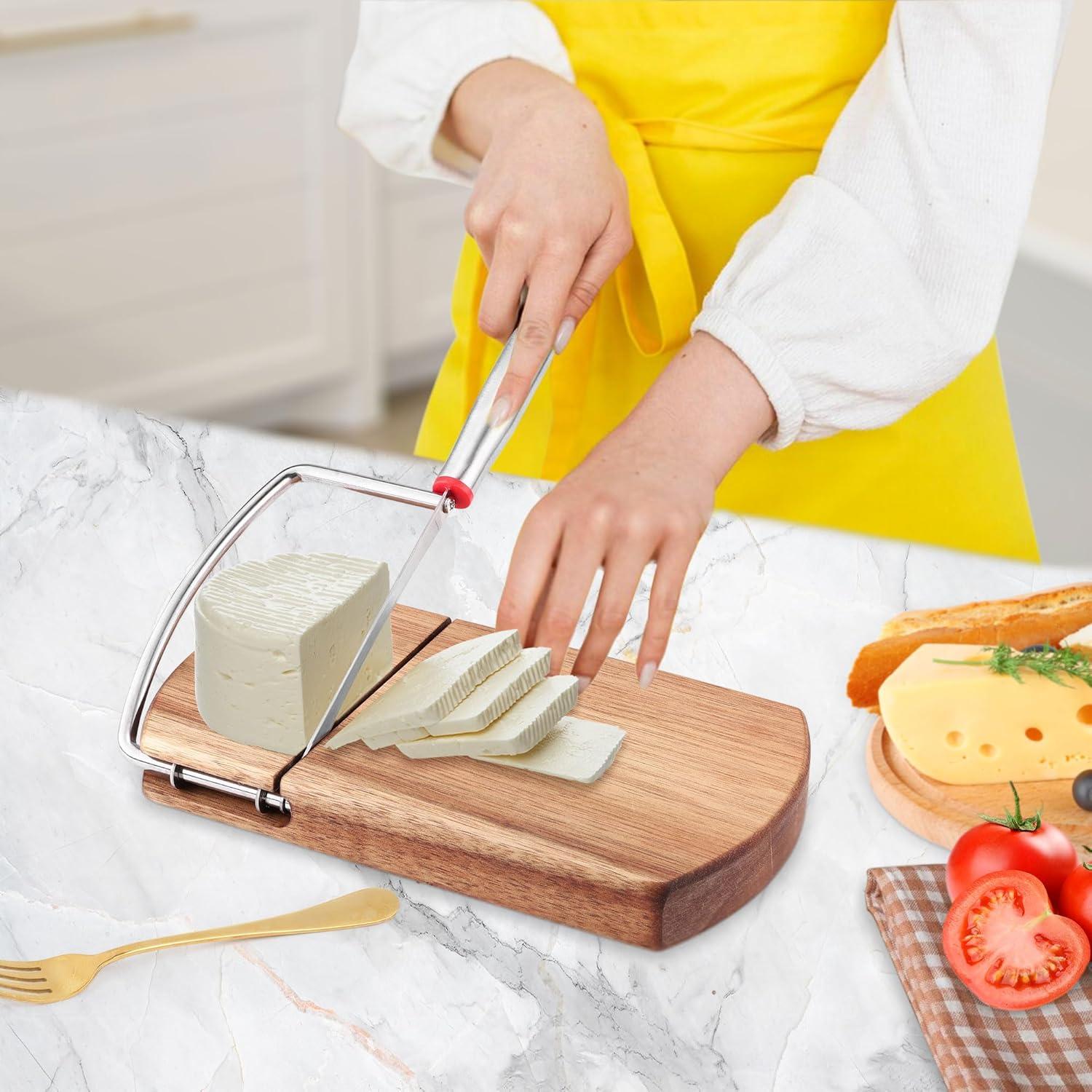 Cortador de Queso WarmHut de Madera y Acero Inoxidable 22.9x20.3cm