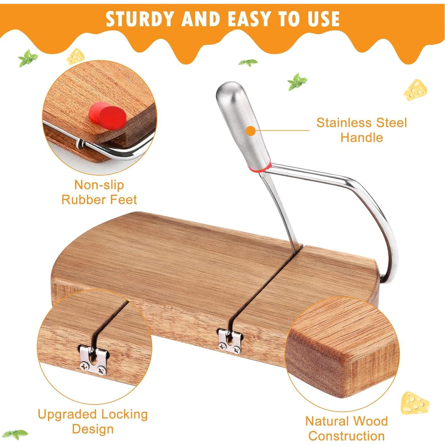 Cortador de Queso WarmHut de Madera y Acero Inoxidable 22.9x20.3cm