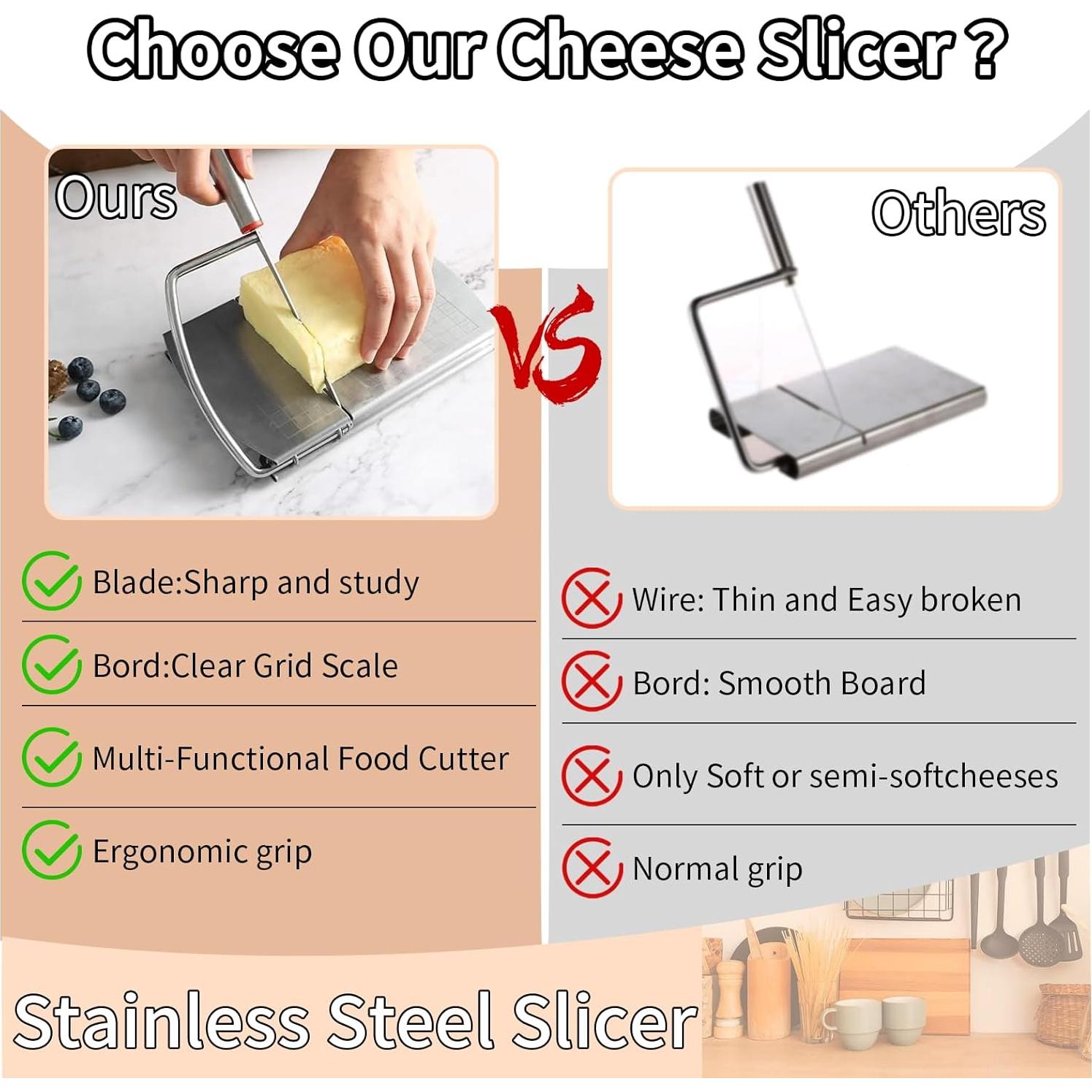 Cortador de Queso YIHAOSSING Acero Inoxidable con Escala 22.86x22.1 cm