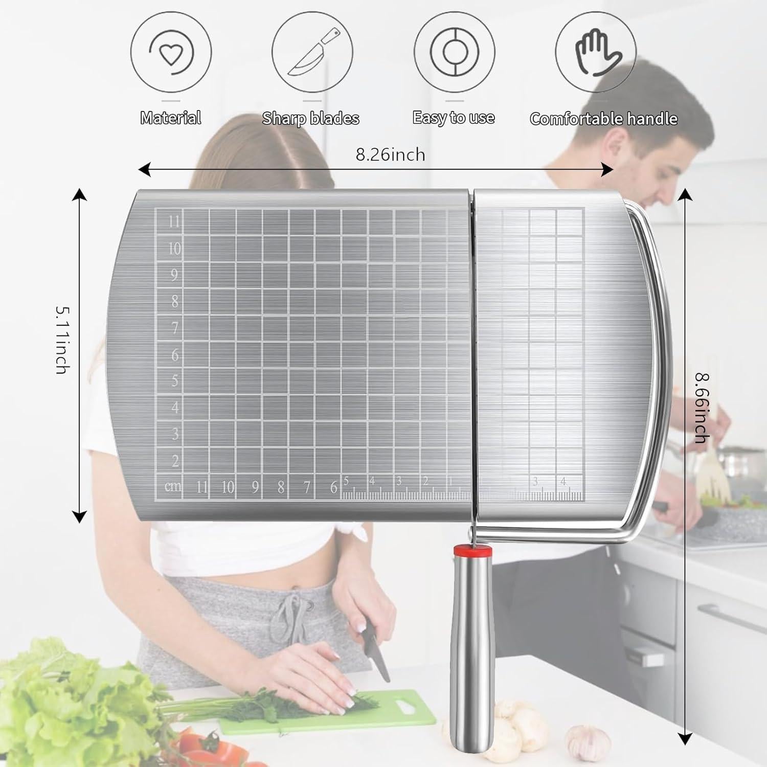 Cortador de Queso YIHAOSSING Acero Inoxidable con Escala 22.86x22.1 cm