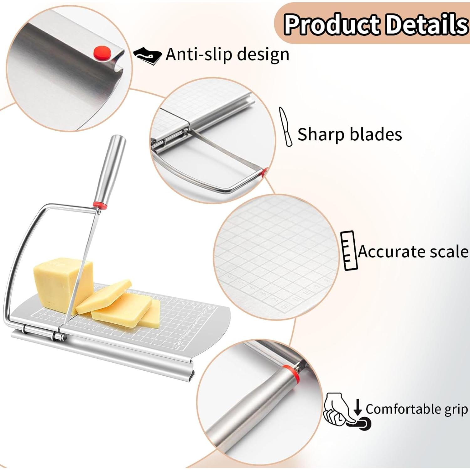 Cortador de Queso YIHAOSSING Acero Inoxidable con Escala 22.86x22.1 cm