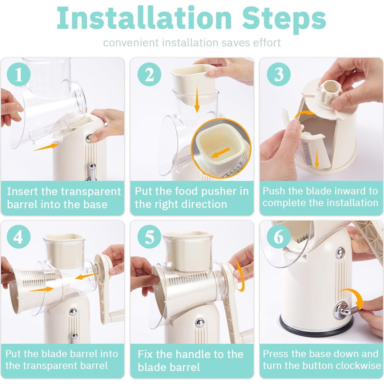 Rallador de Queso Manual ENERGEVITY 5 en 1 Acero Inoxidable Verde