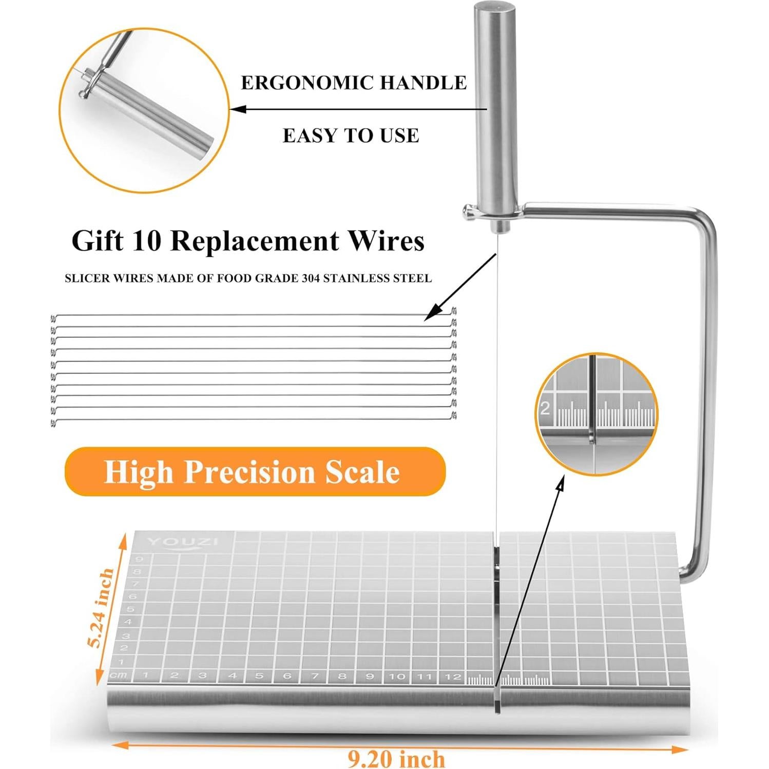 Cortador de Queso YouZi con 10 Cables Repuestos y Tabla