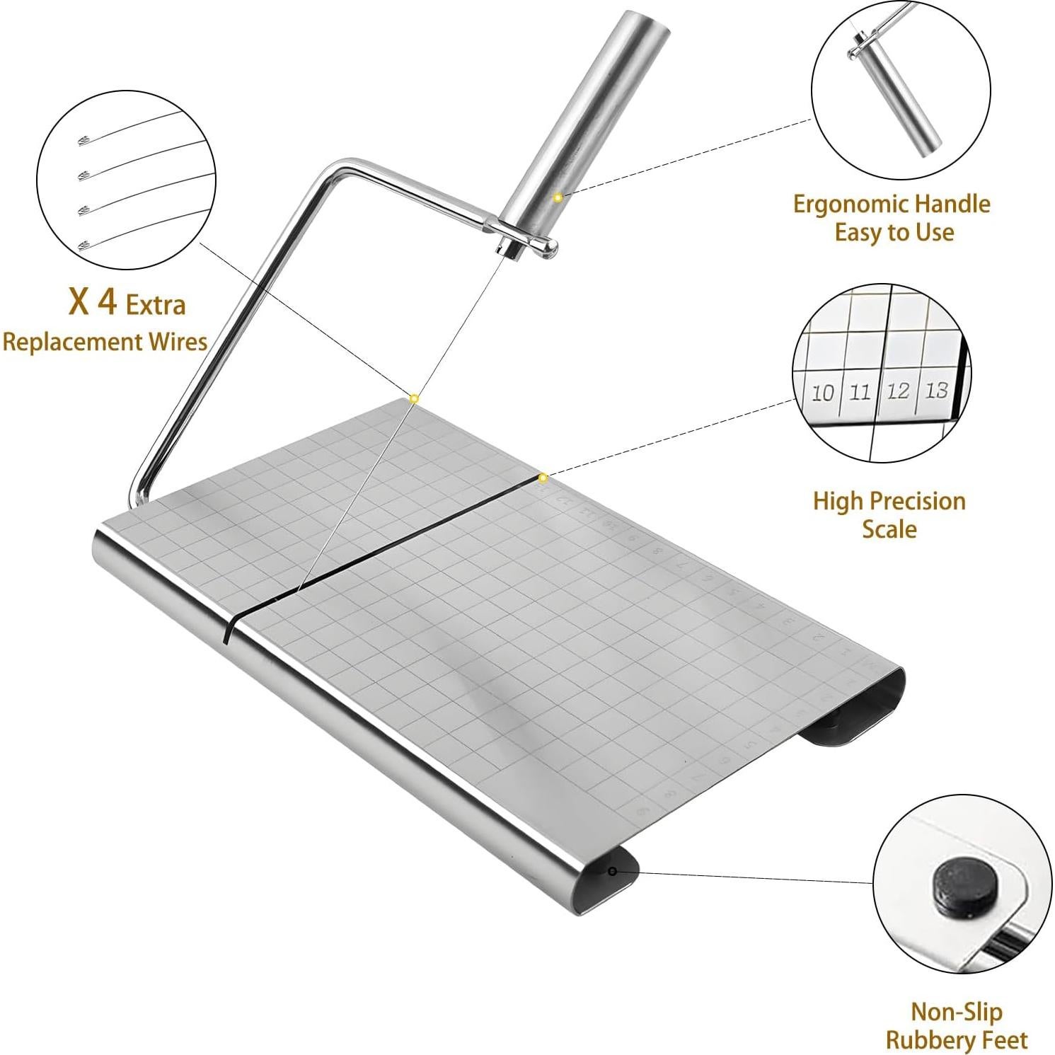 Cortador de Queso NIXNEHC Acero Inoxidable con 4 Cables Repuesto