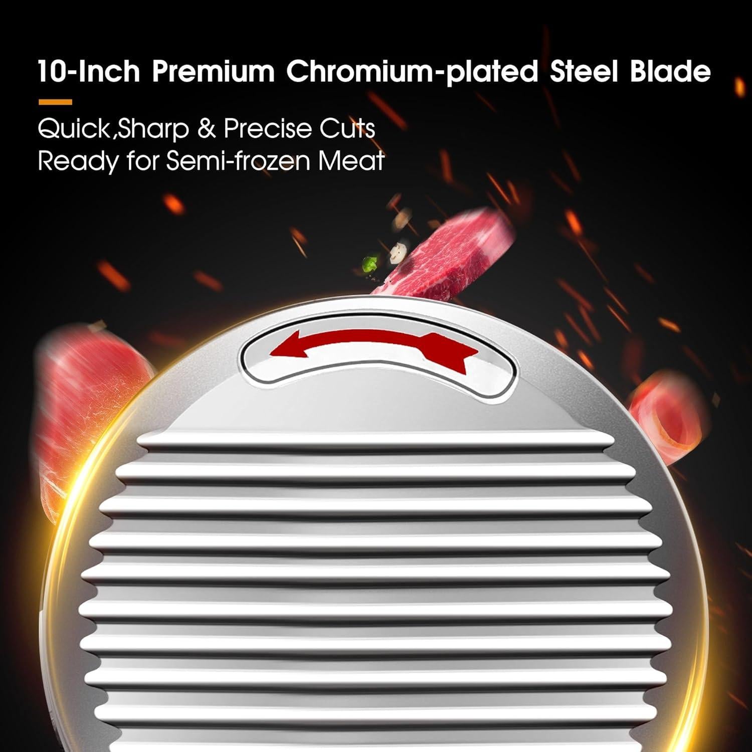 Cortadora de Carne Zomagas 10" 240W Semi-Automática Acero Inoxidable