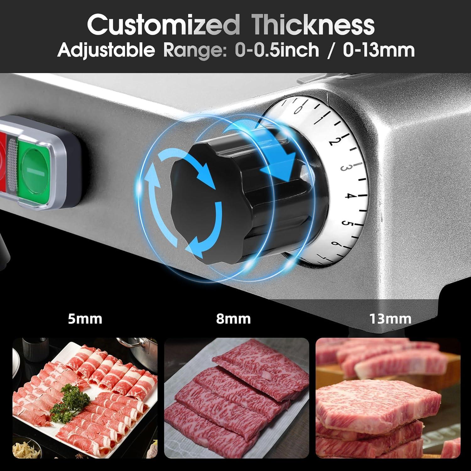 Cortadora de Carne Zomagas 10" 240W Semi-Automática Acero Inoxidable