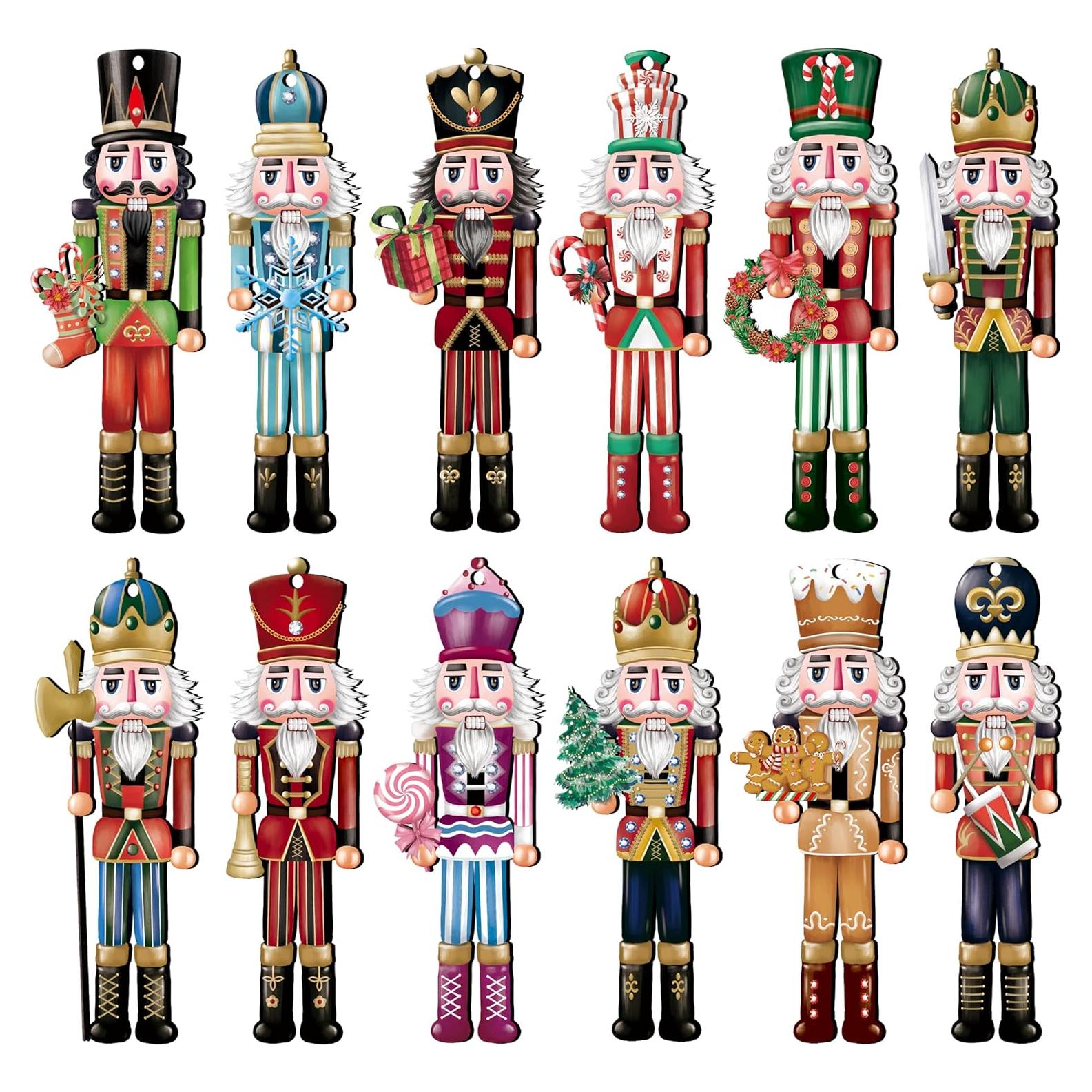 24 Piezas Adornos de Madera Cascanueces Navidad JOPHMO