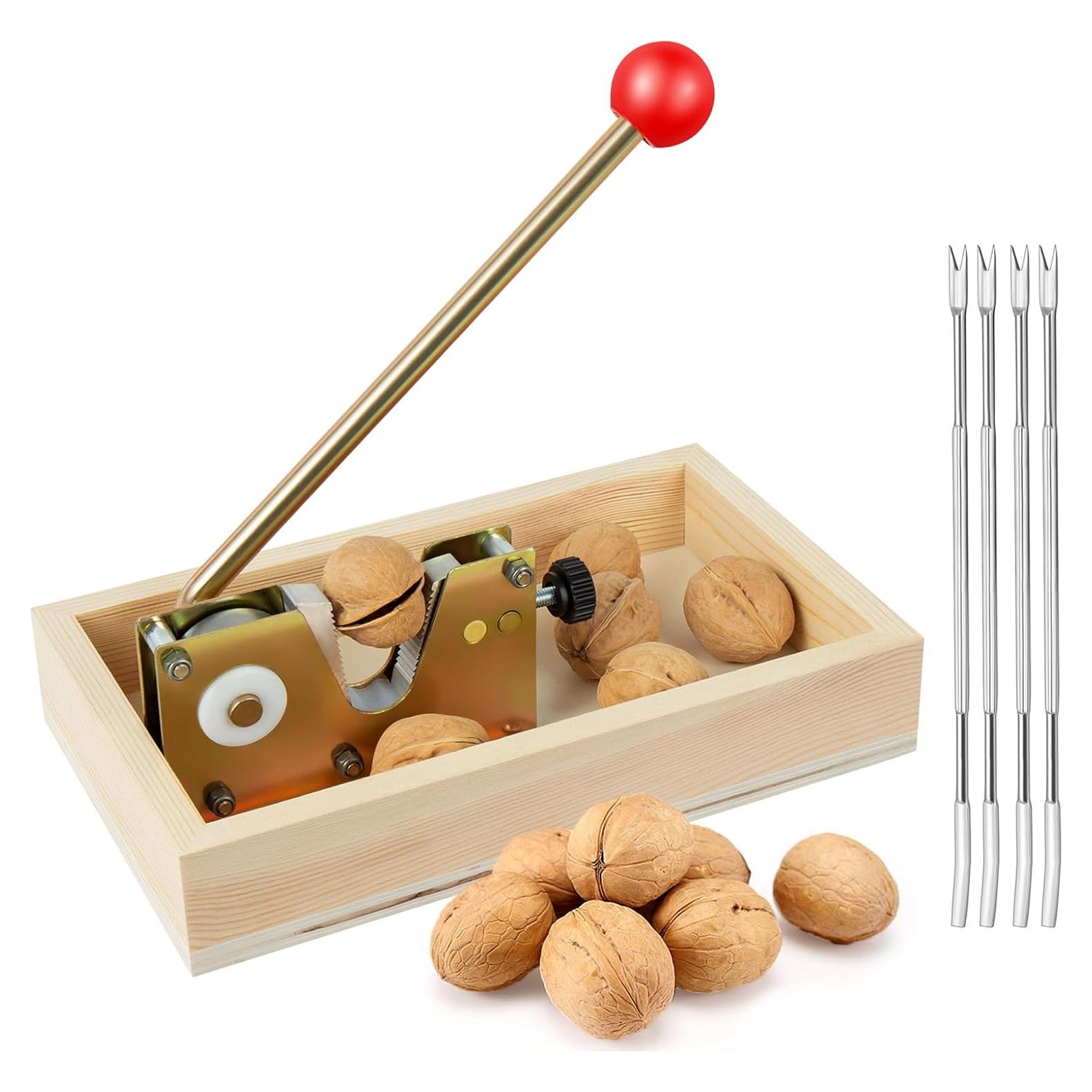 Rompedor de Nueces NIZODO con Base de Madera y 4 Picos