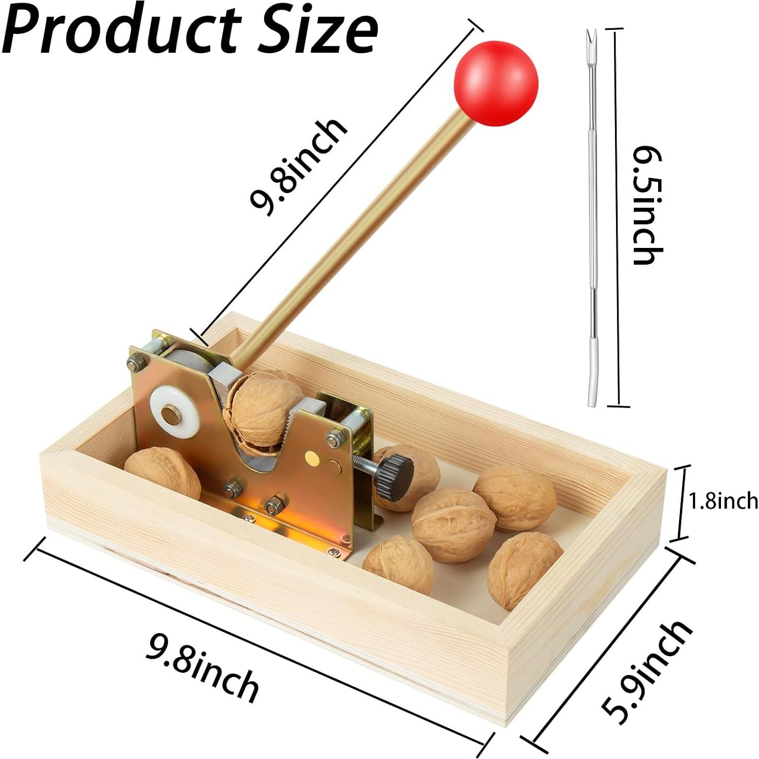 Rompedor de Nueces NIZODO con Base de Madera y 4 Picos