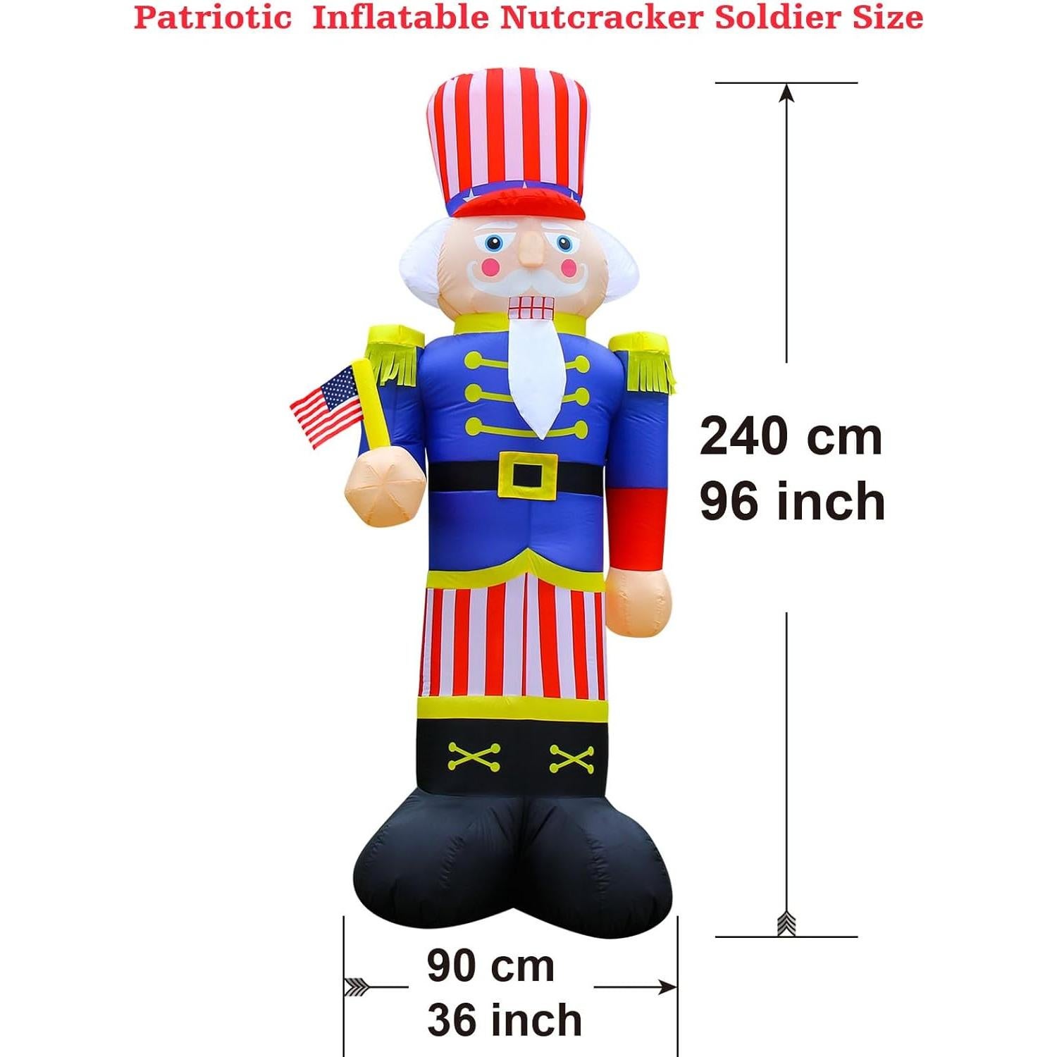 Nutcracker Inflable Patriótico 2.44m Faronze Decoración 4 de Julio