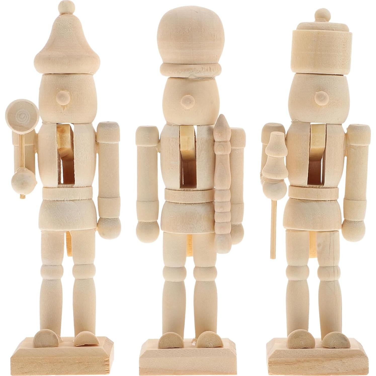 Cascanueces de Madera MAGICLULU 3 Piezas Decoración DIY 12x4.5cm