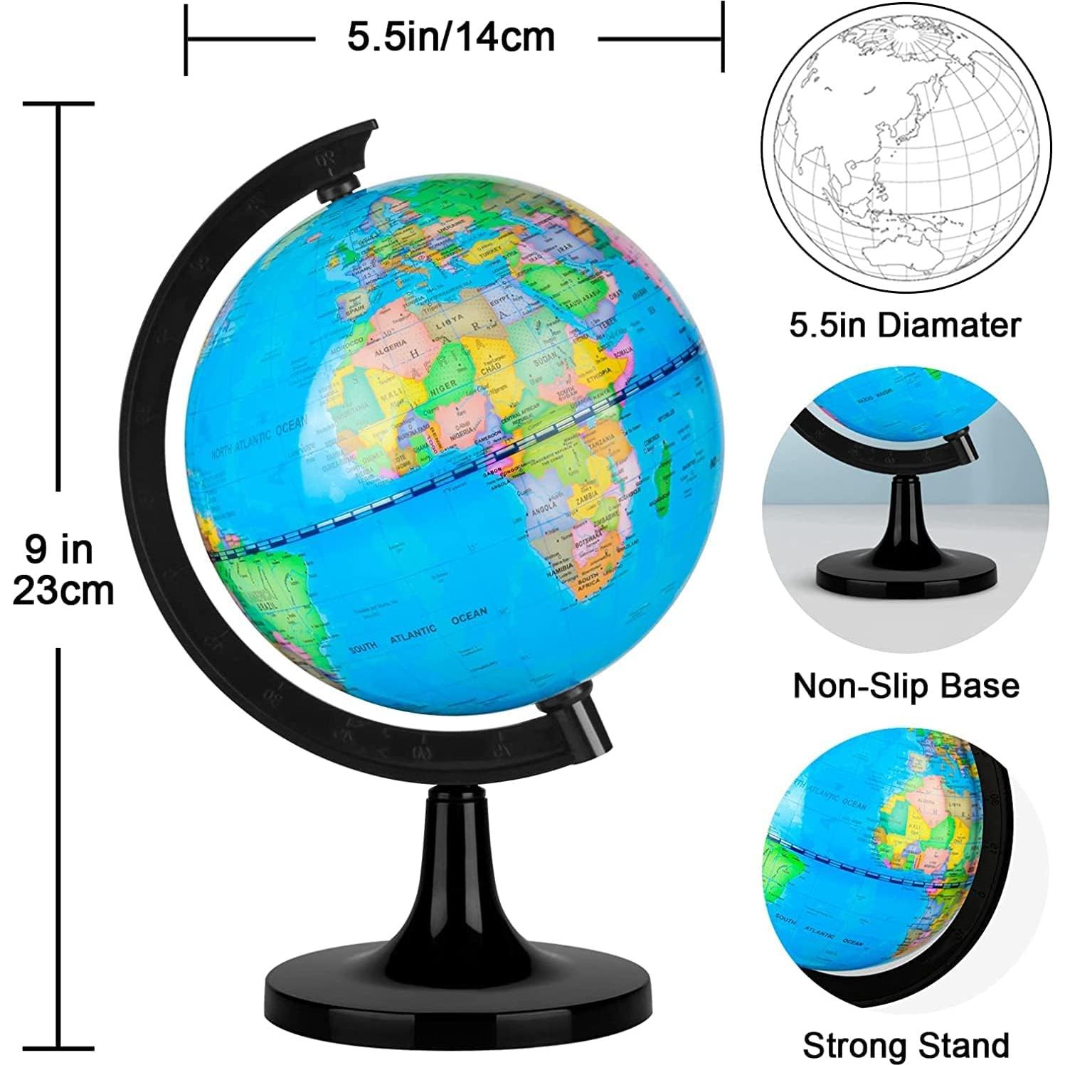 Globo Terráqueo Mini Wizdar 14 cm Educativo Rotativo