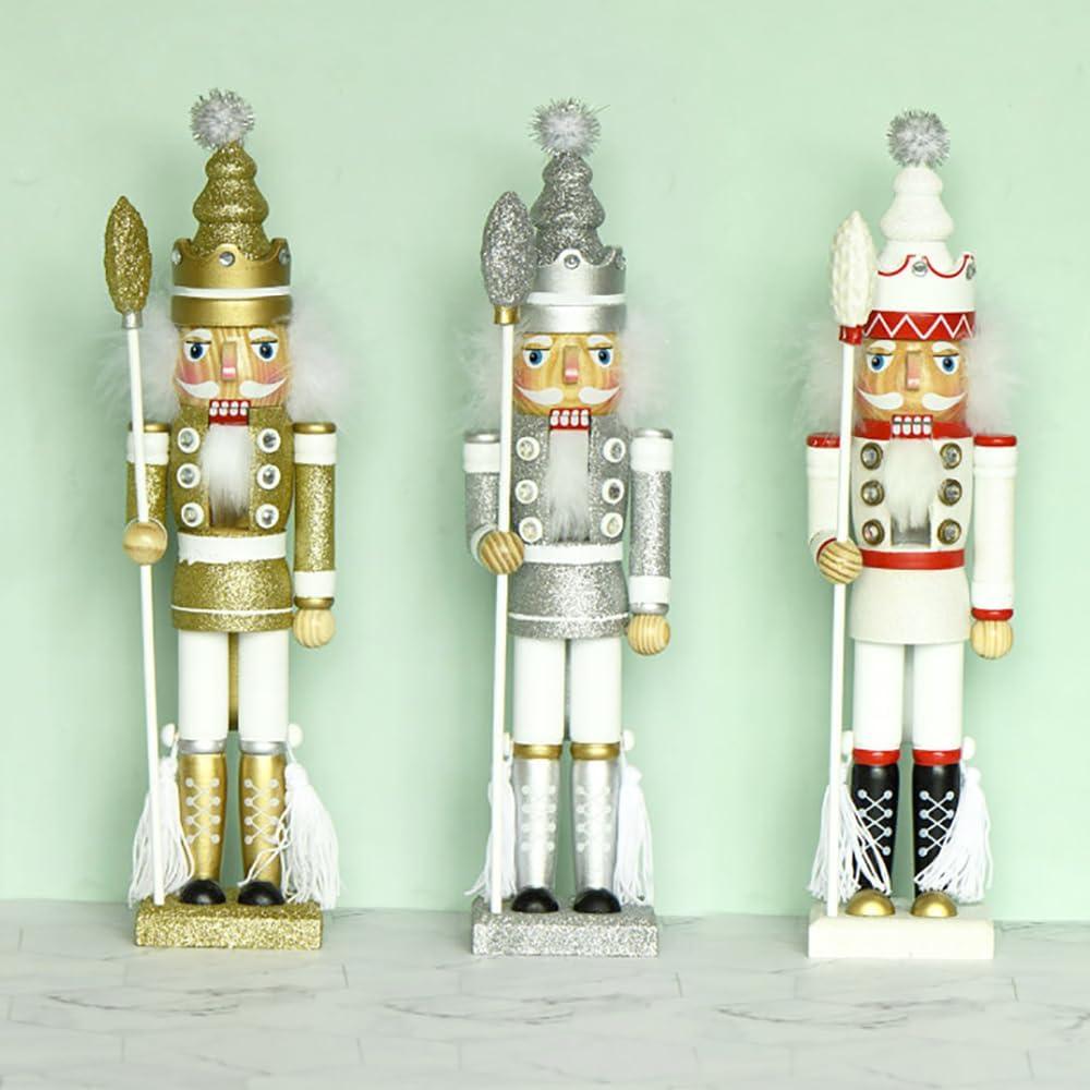 Adorno Navideño Cascanueces de Madera ZaH 40cm Blanco