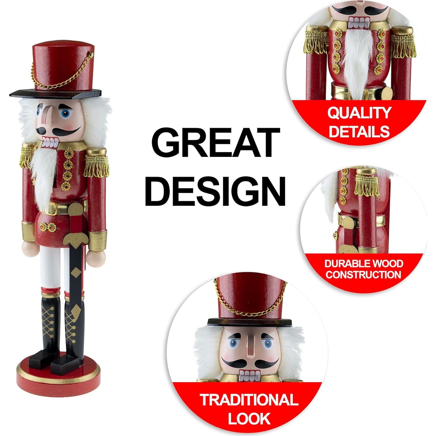 Cascanueces de Madera Tradicional Guerrero Rojo 30.48 cm Clever Creations