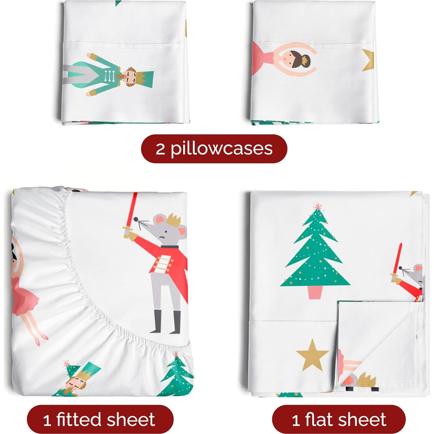 Juego de Sábanas Navidad Reina CGK Unlimited 4 Piezas Microfibra