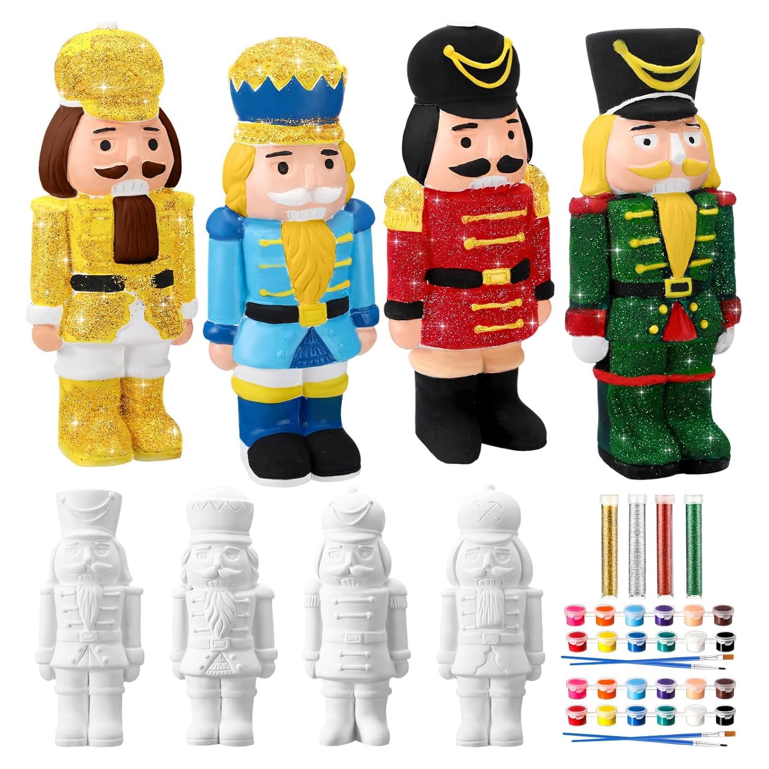 Conjunto de 4 Figuras de Cerámica Cascanueces Poen para Pintar