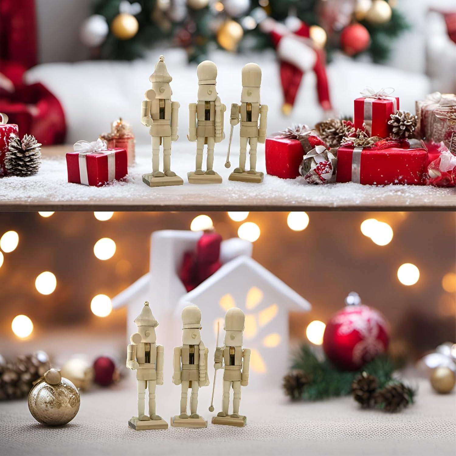 Adorno Navideño Soldado de Madera DIY IFJJ - 6 Pcs